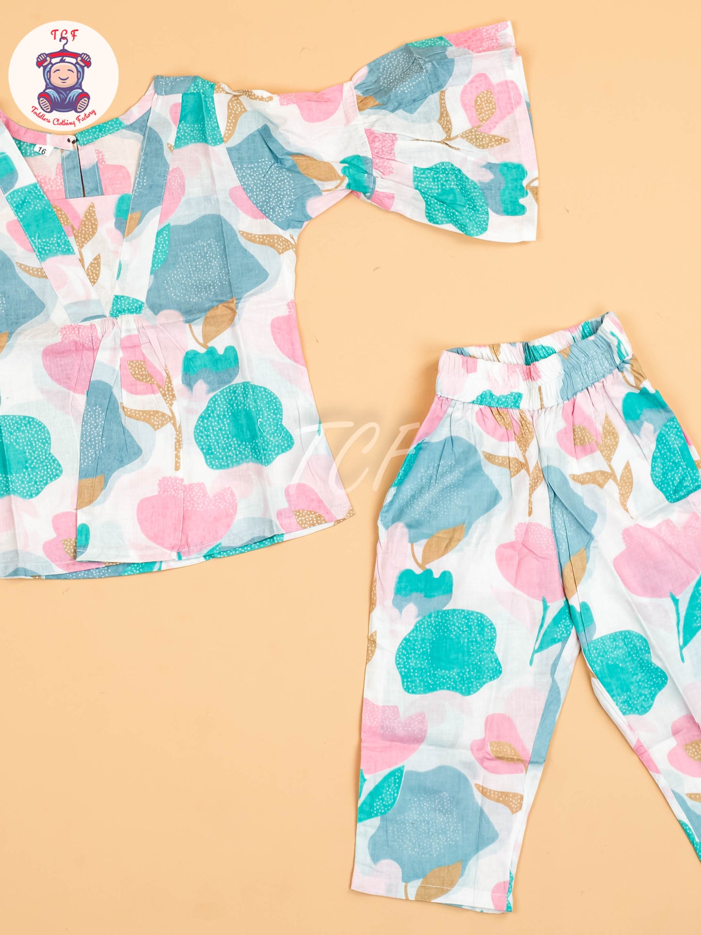 White - Girls Floral printed Co-ords Sets