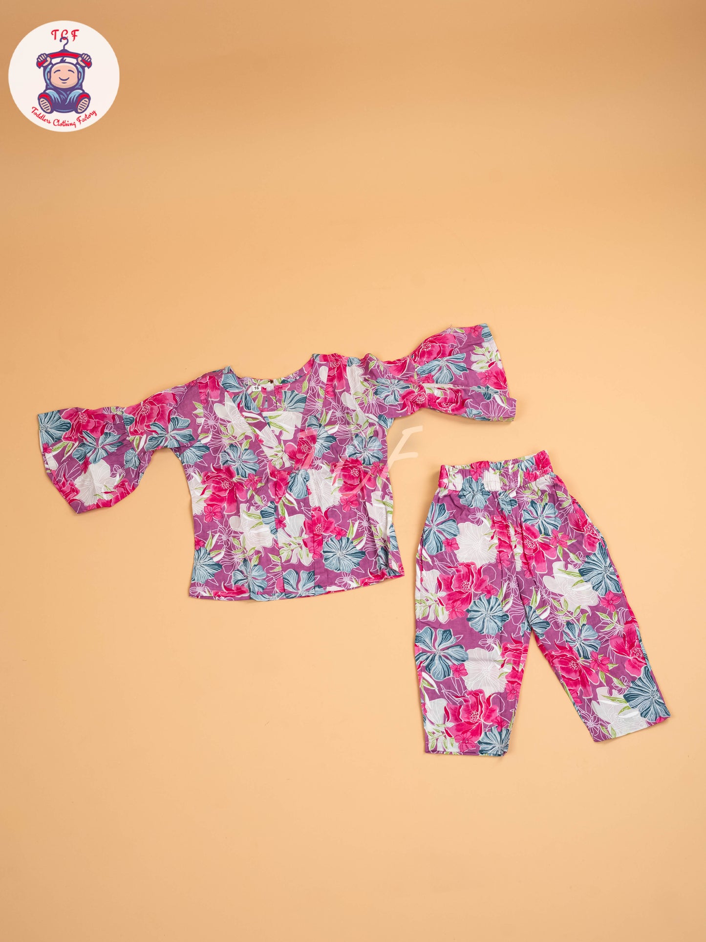 Purple - Girls Floral printed Co-ords Sets