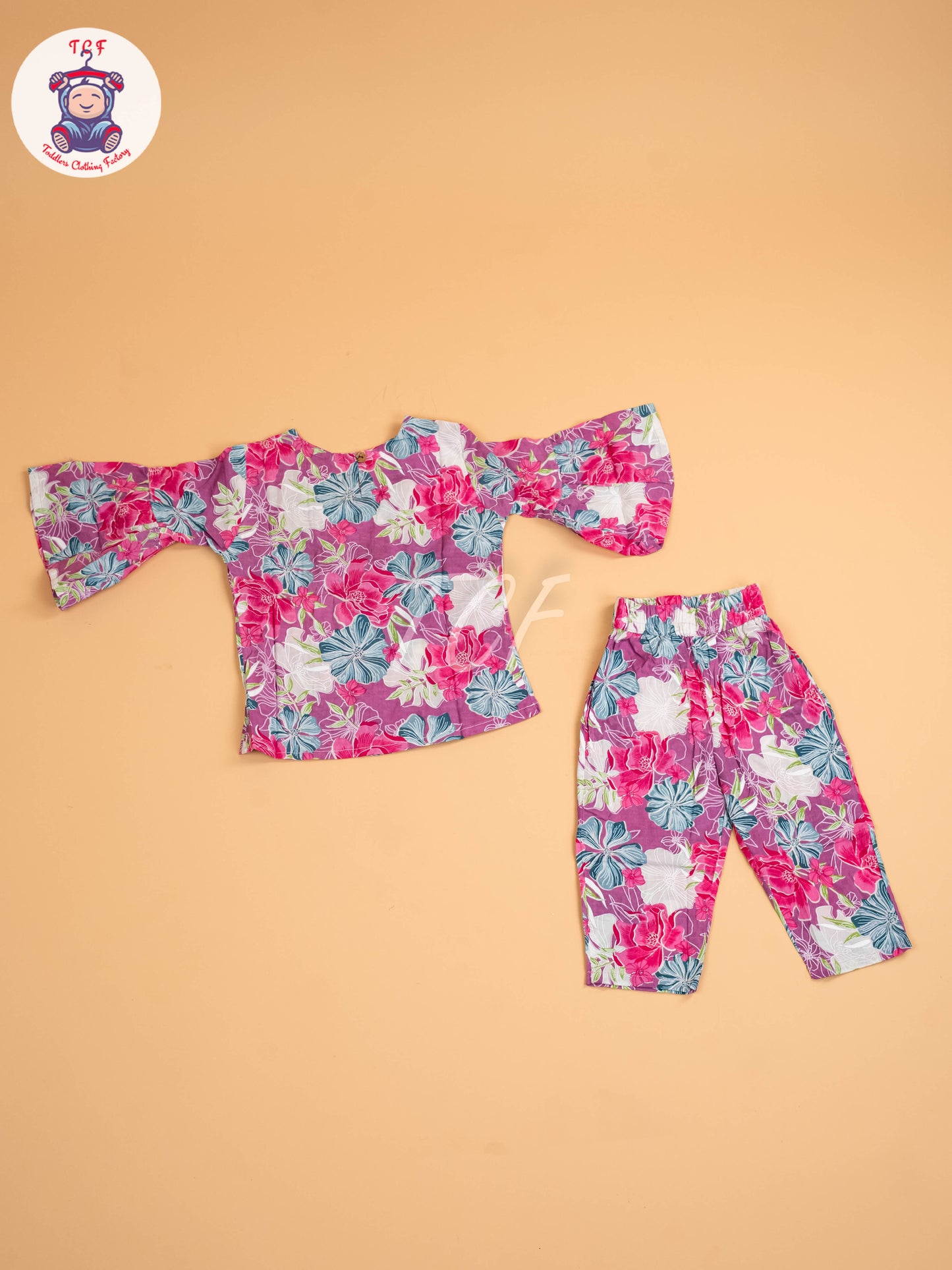 Purple - Girls Floral printed Co-ords Sets