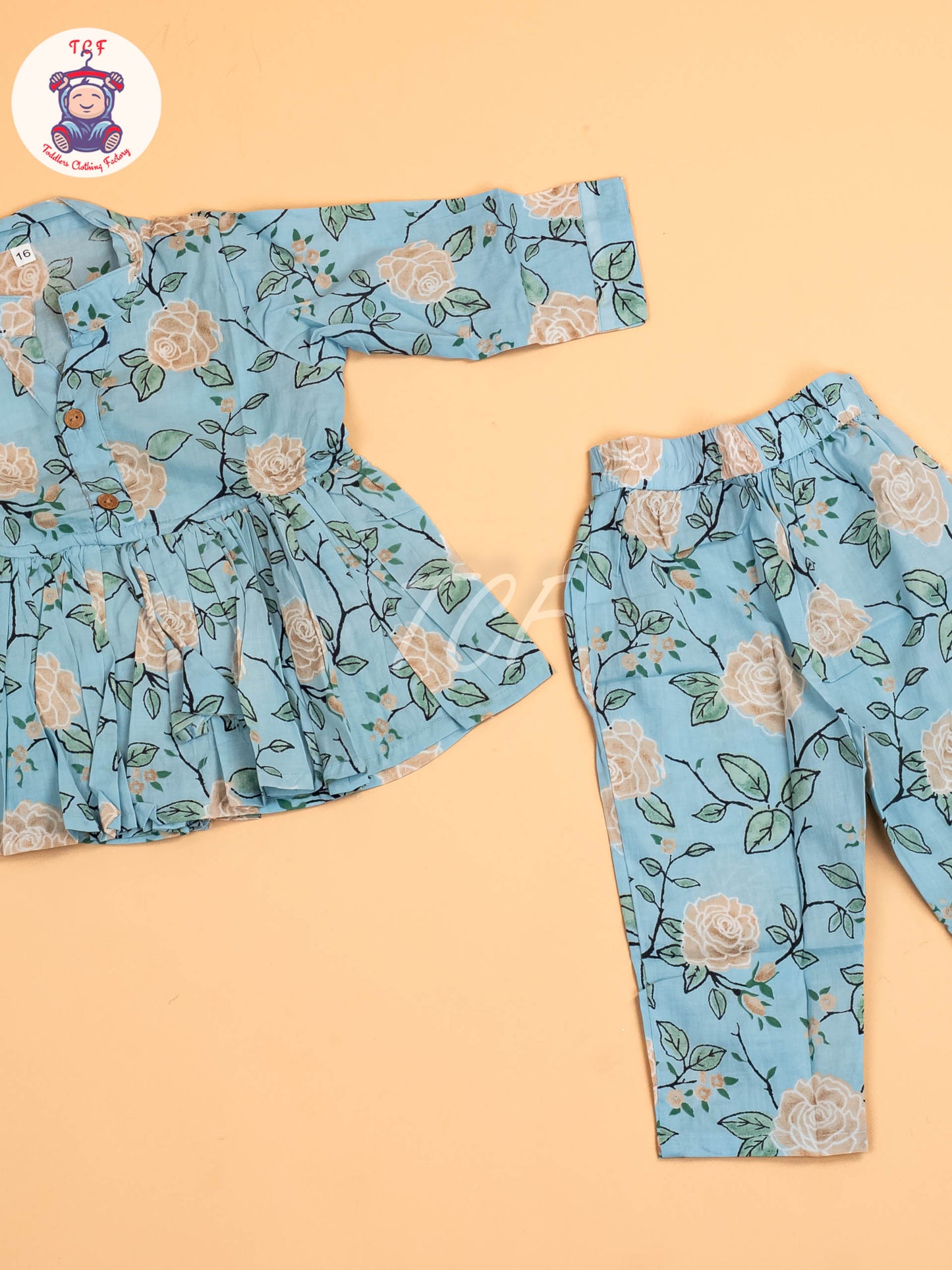 Blue - Girls Floral printed Co-ords Sets