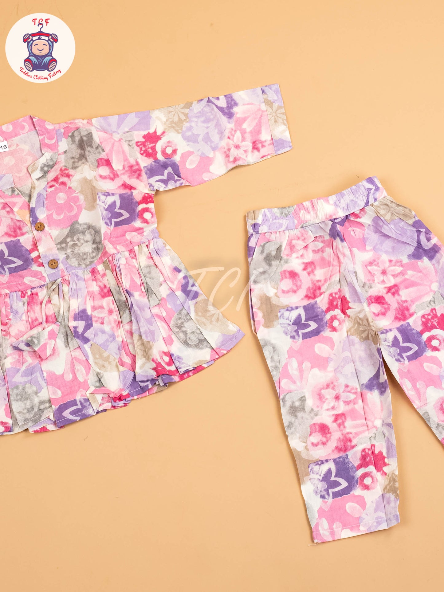 Purple & Pink - Girls Floral printed Co-ords Sets