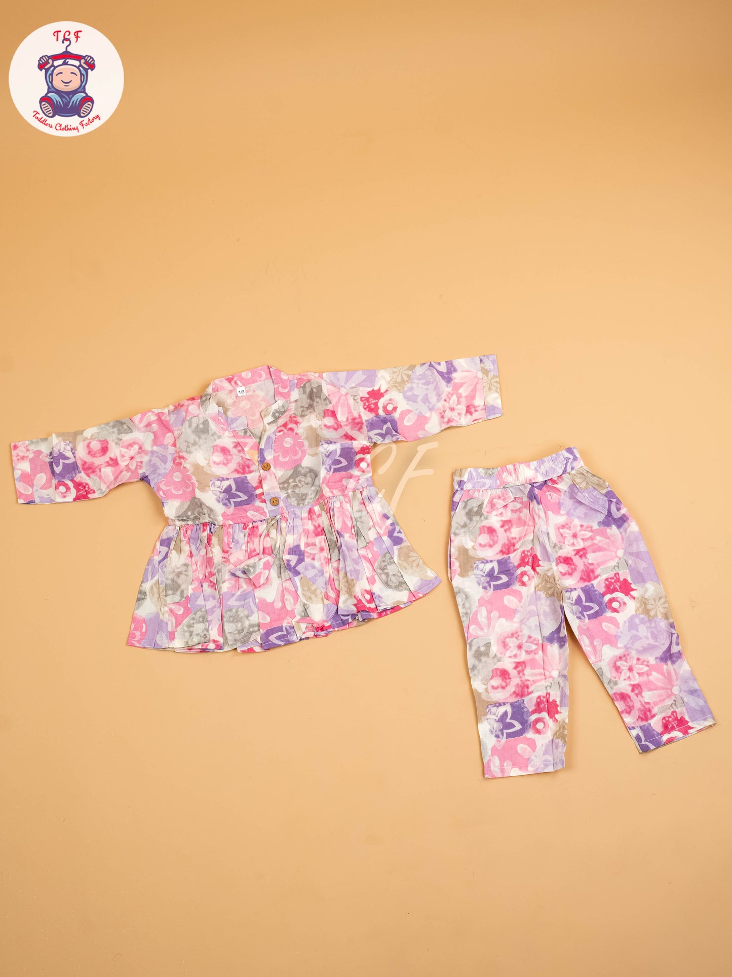 Purple & Pink - Girls Floral printed Co-ords Sets