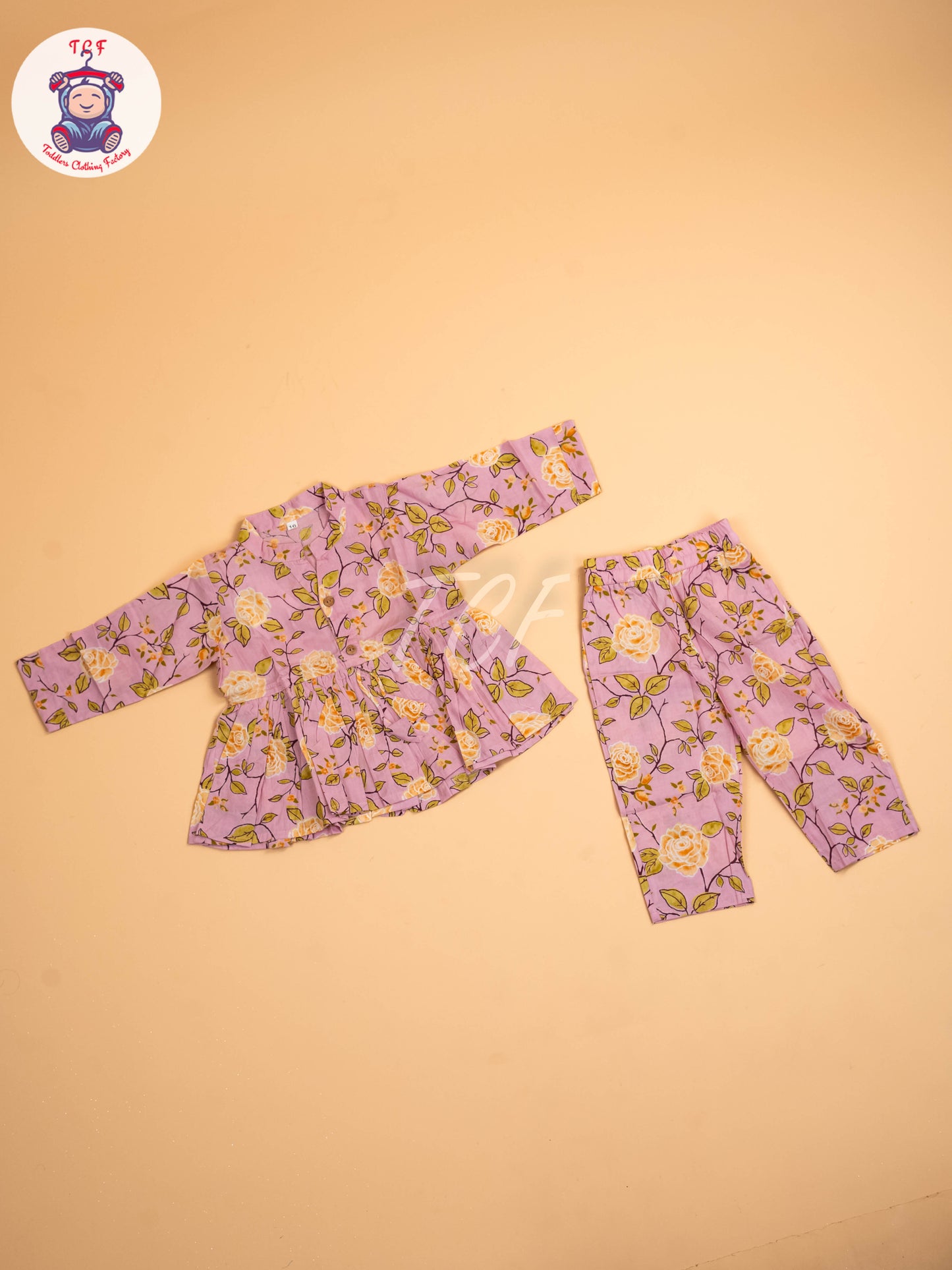 Lite Pink - Girls Floral printed Co-ords Sets
