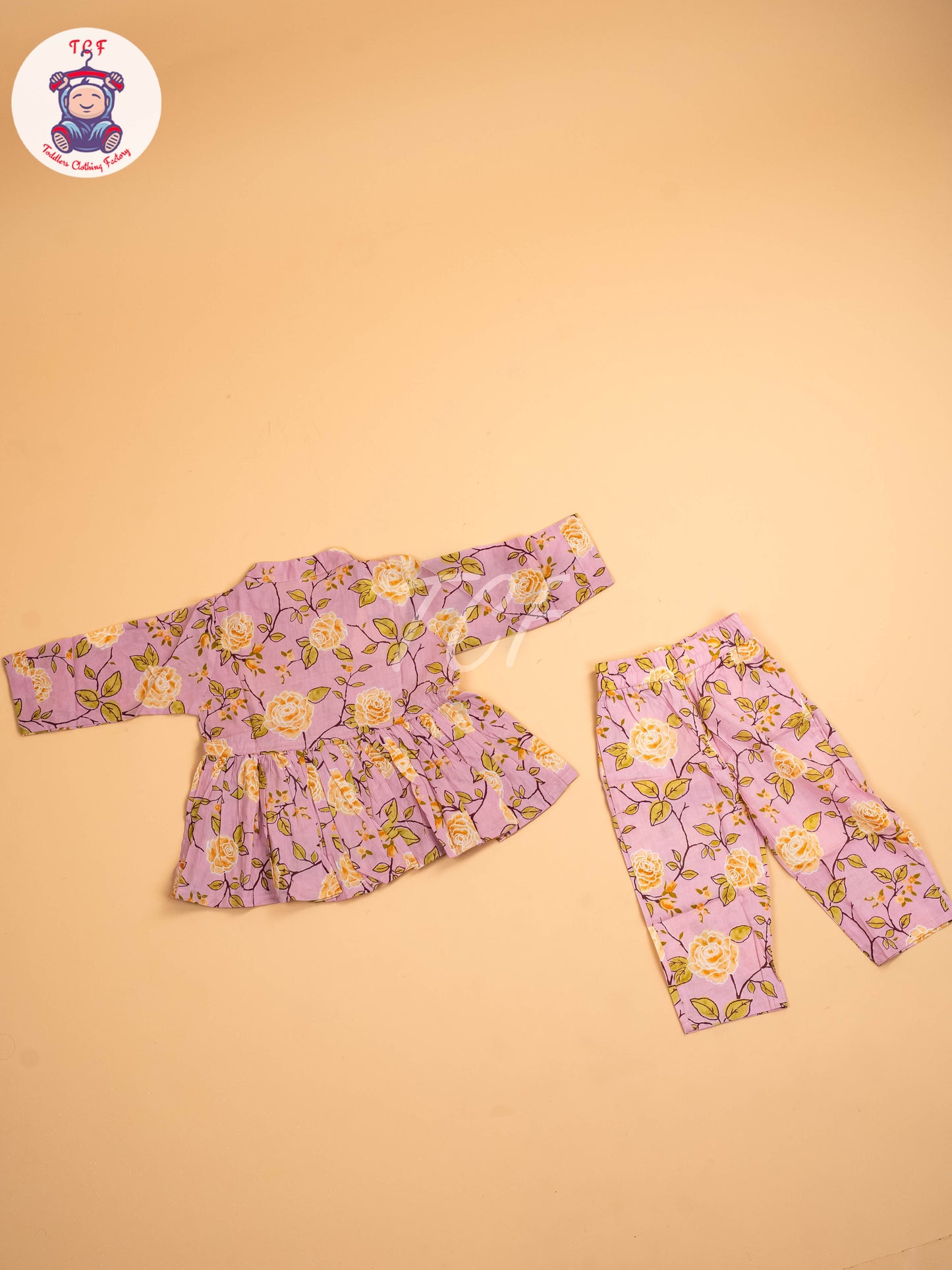 Lite Pink - Girls Floral printed Co-ords Sets