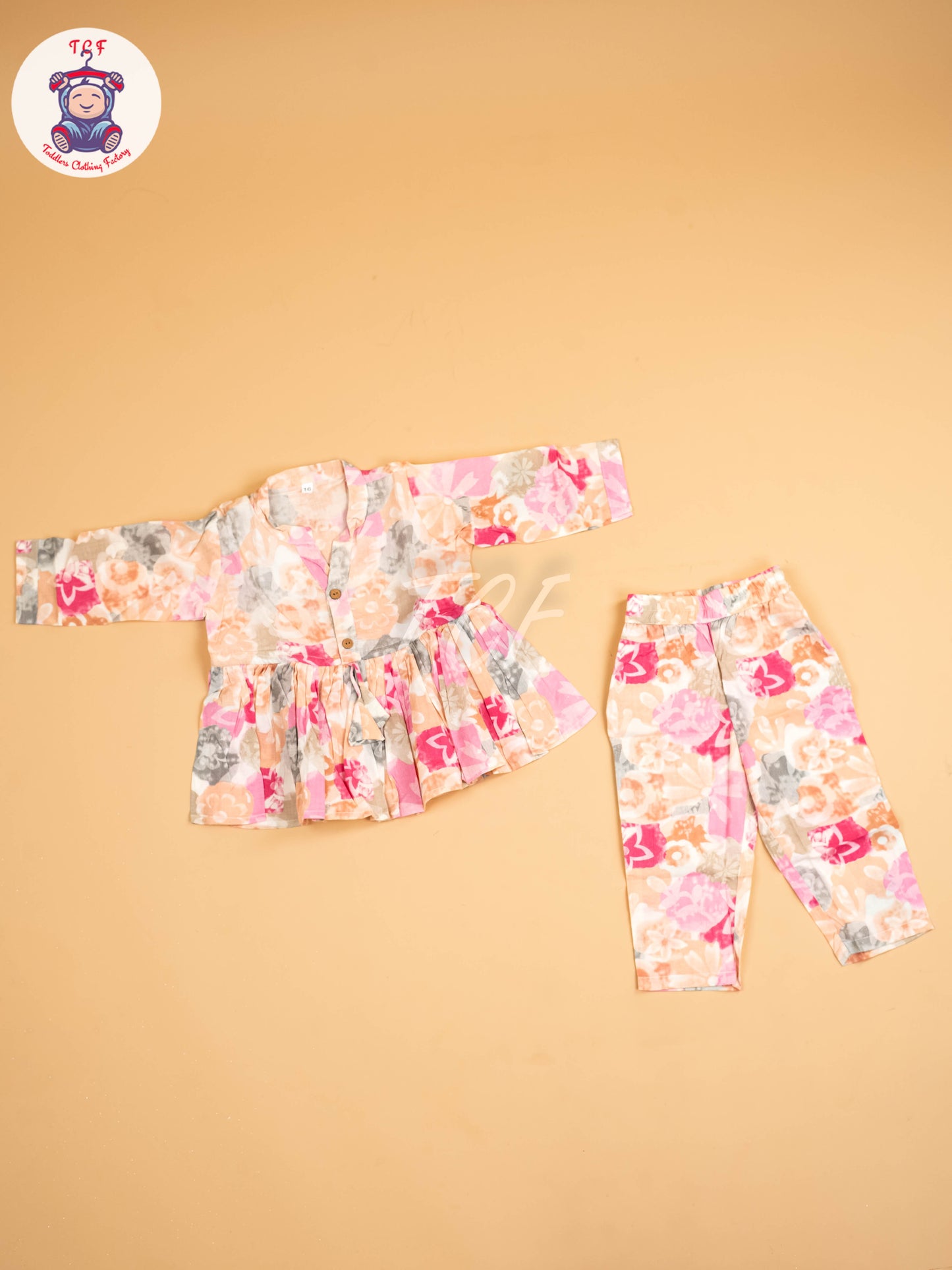 Pink & Grey - Girls Floral printed Co-ords Sets