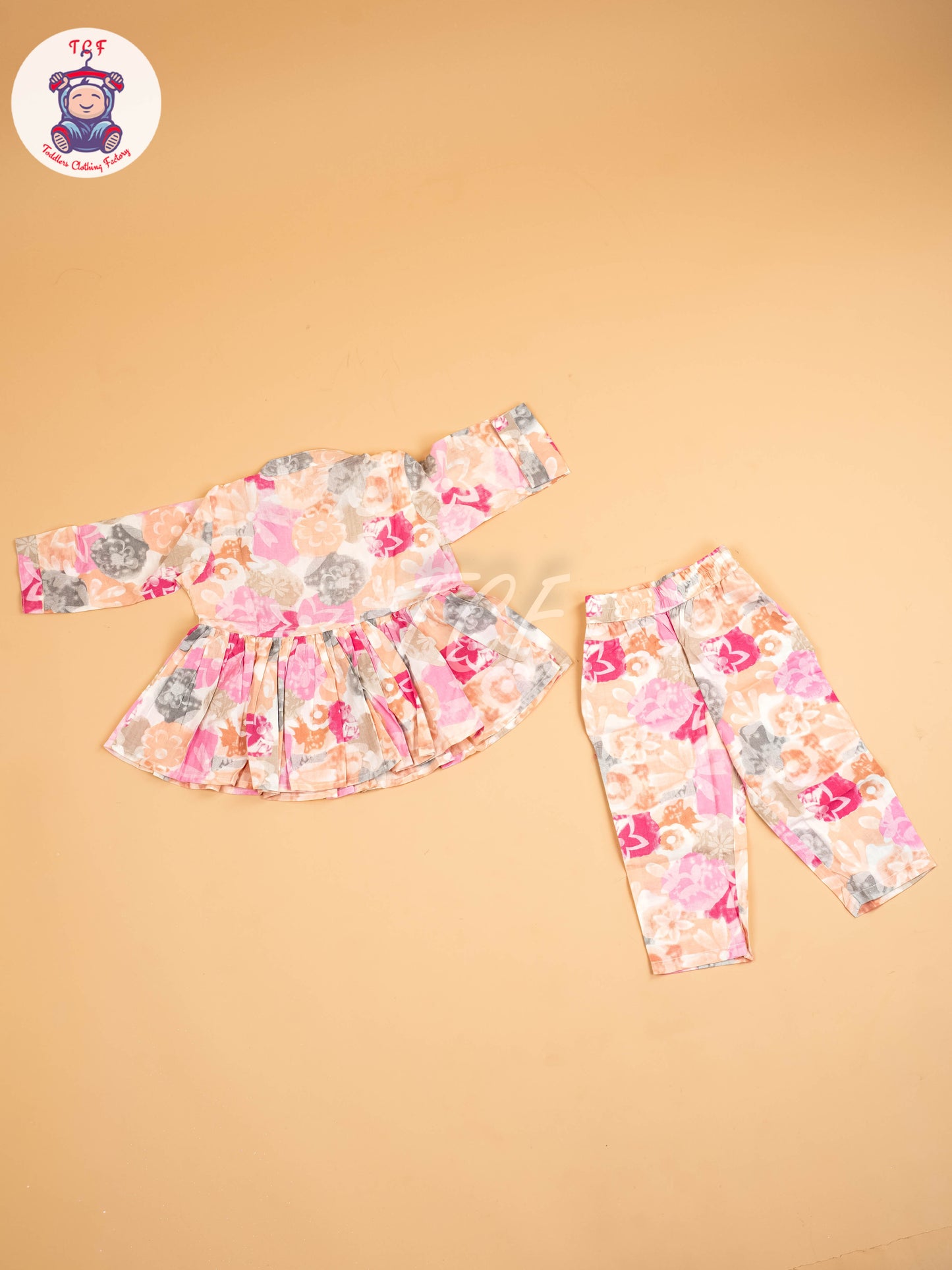 Pink & Grey - Girls Floral printed Co-ords Sets