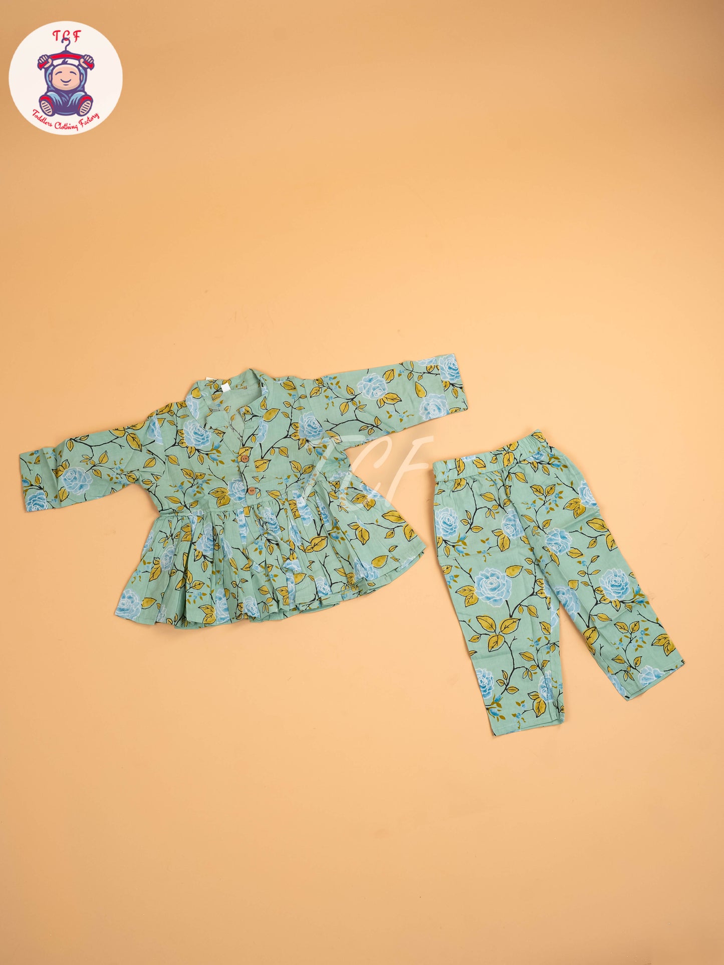 Green - Girls Floral printed Co-ords Sets