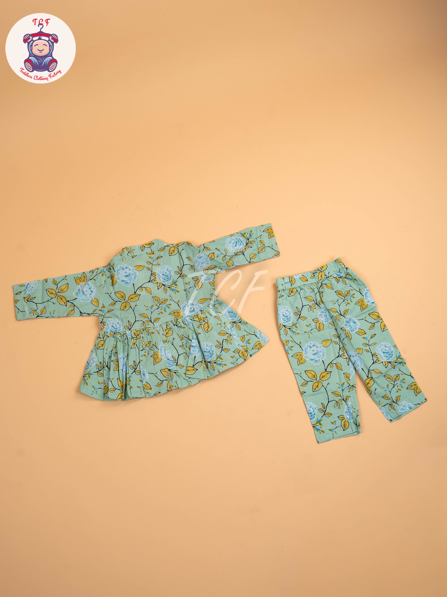 Green - Girls Floral printed Co-ords Sets