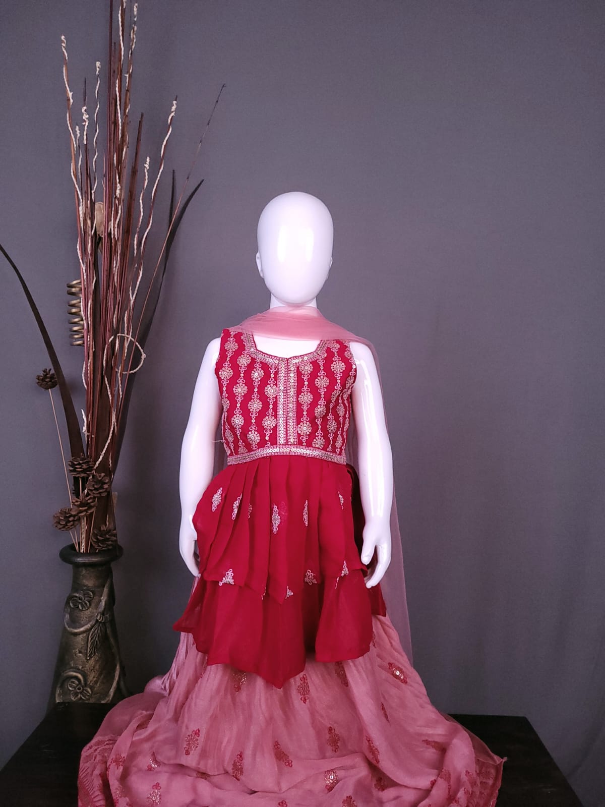 Red - Girls Readymade Lehenga Choli
