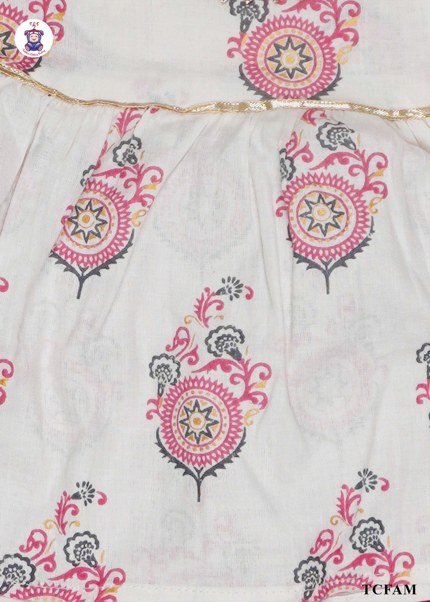 Ruby & White - Printed A-Line Kurti Set