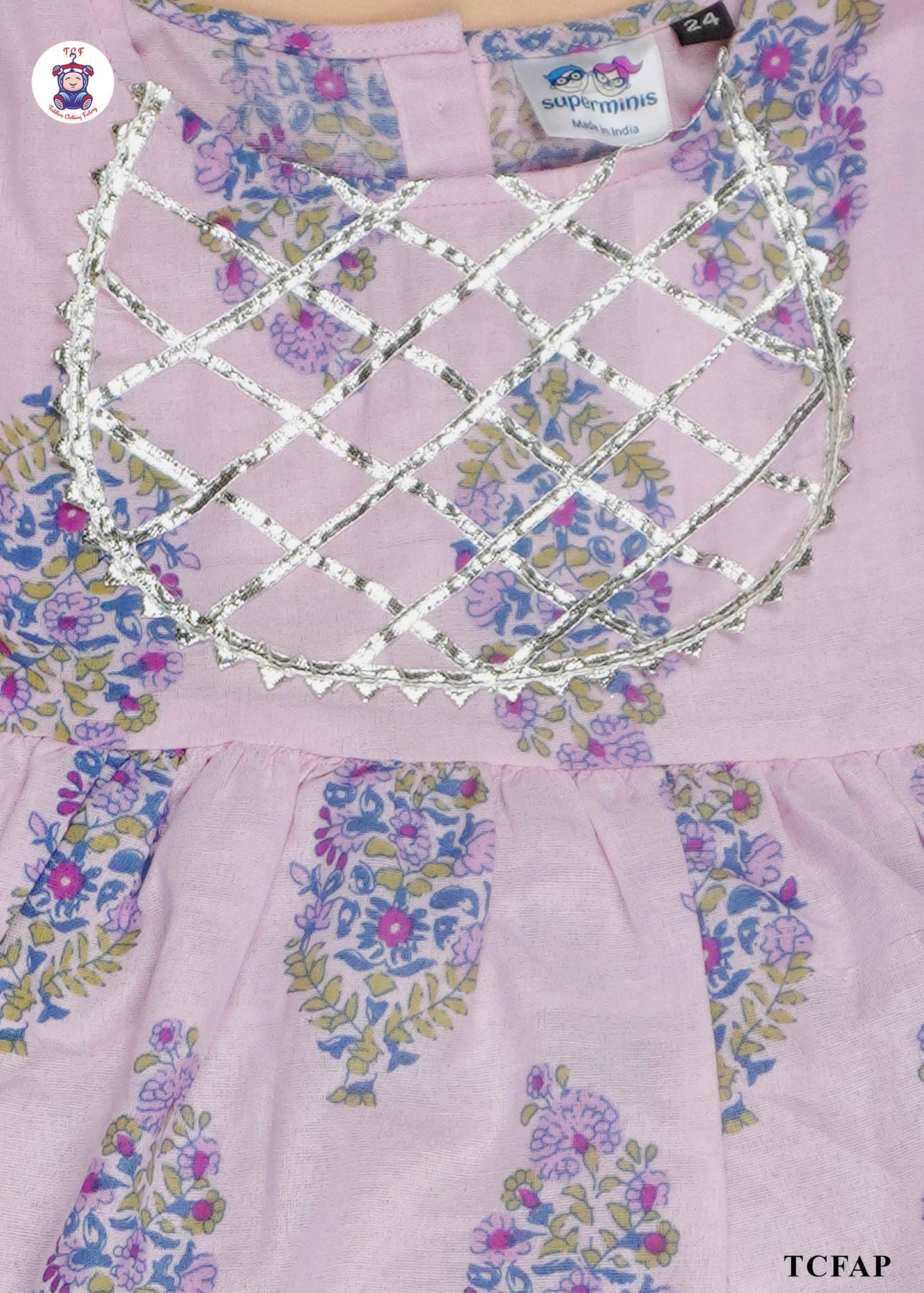 Baby Pink - Printed A-Line Kurti Set