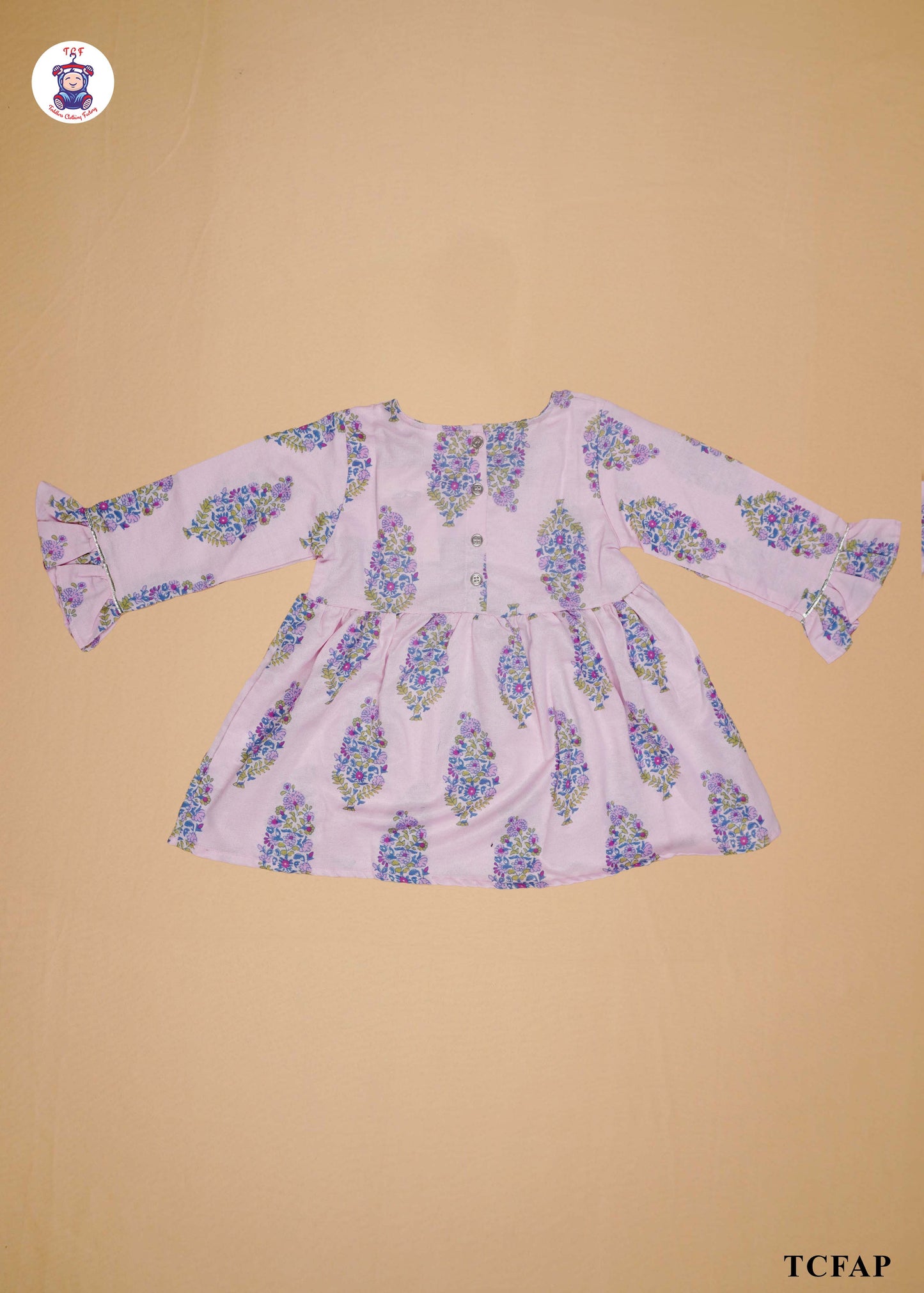 Baby Pink - Printed A-Line Kurti Set