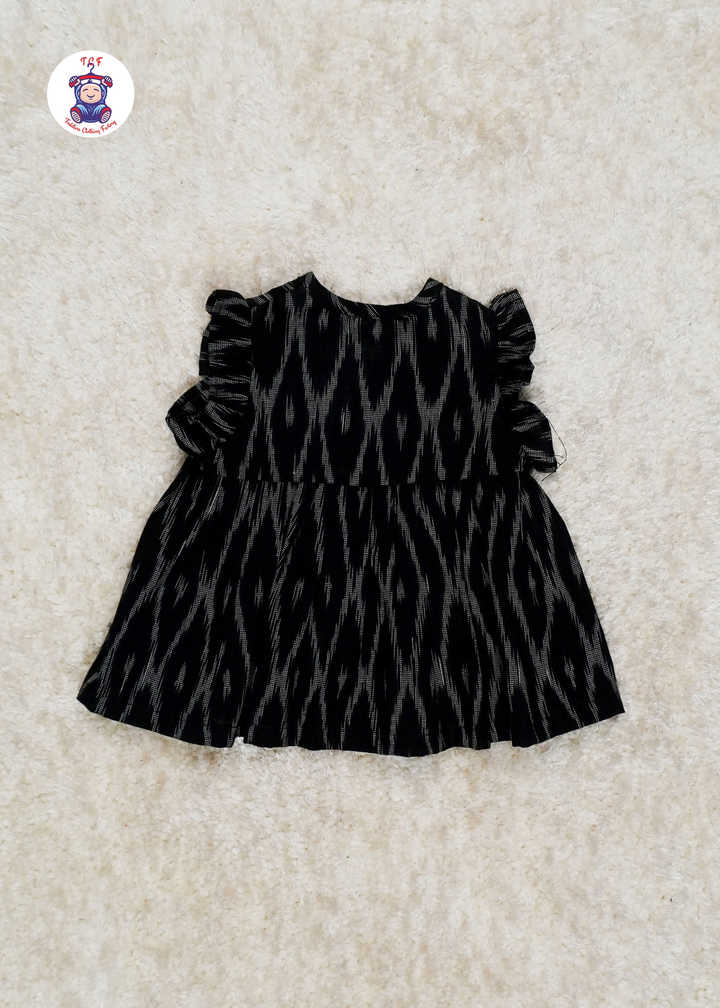 Black - Girls Readymade Ikat Frocks