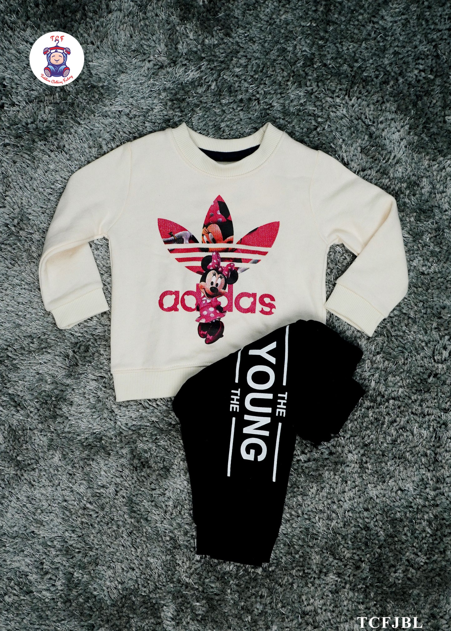 Cream & Blue - Boys Adidas Jogger set
