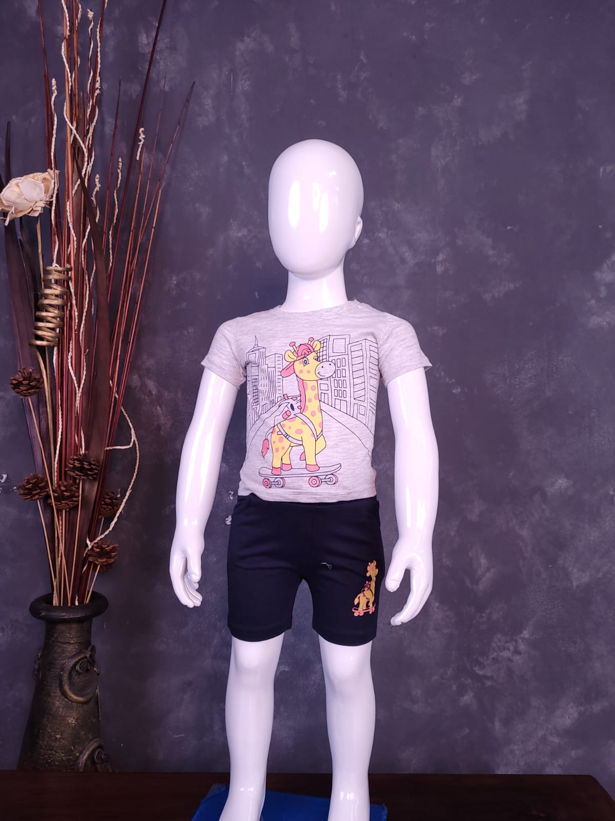 Grey & Black - Boys T-Shirt & Shorts