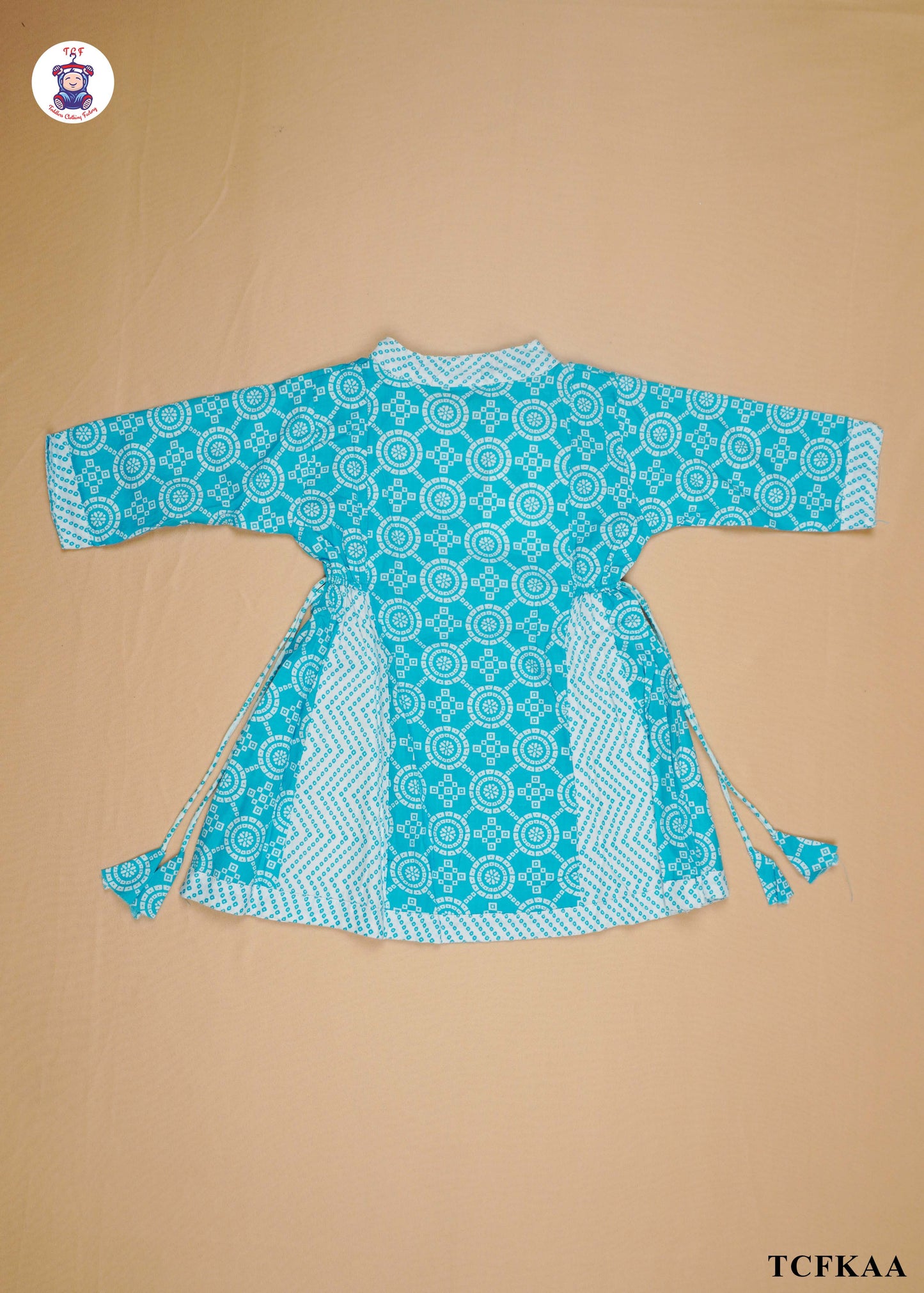 Light Blue - Printed Umbrella Kurti Set