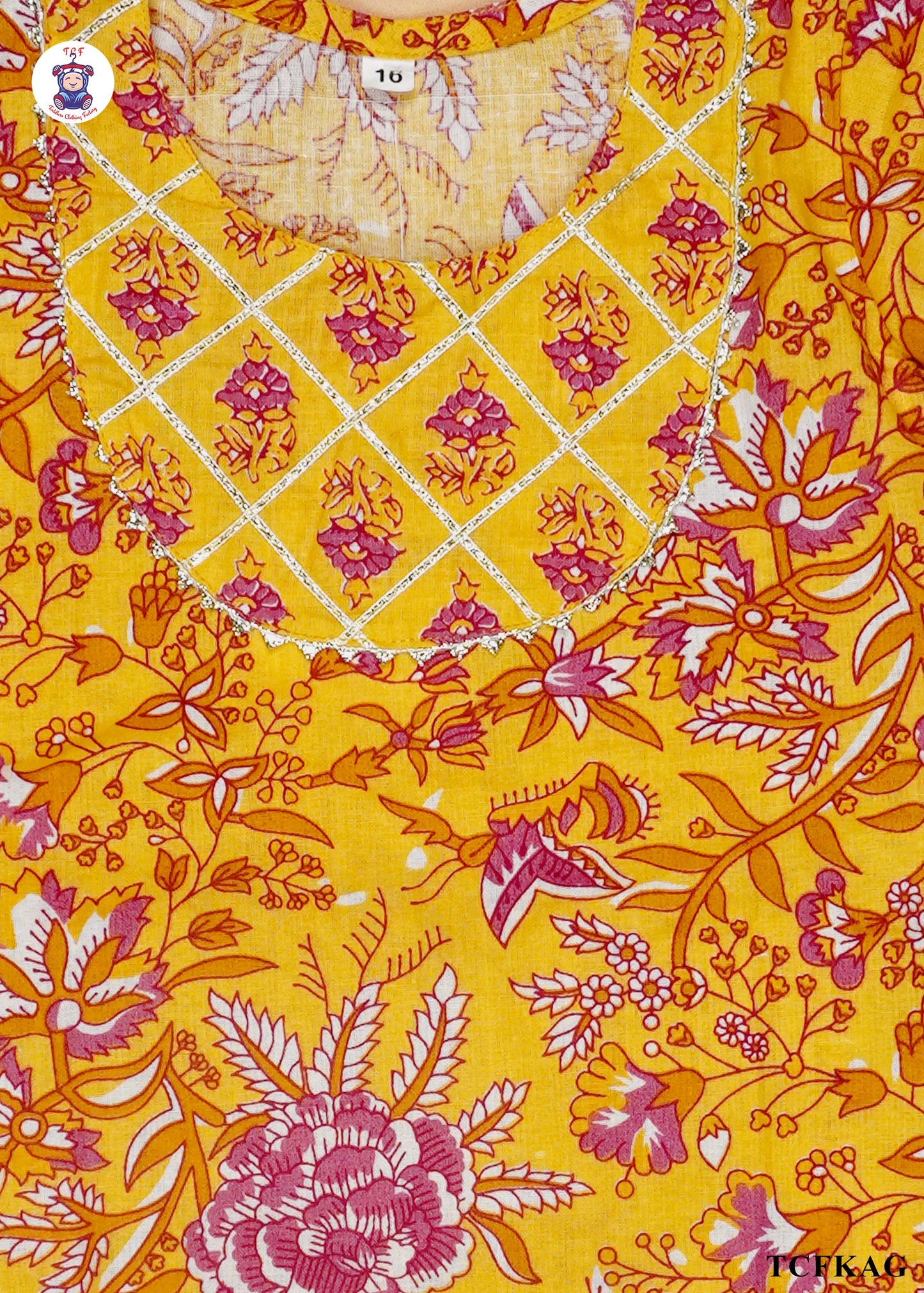 Yellow - Floral Printed Kurti Set