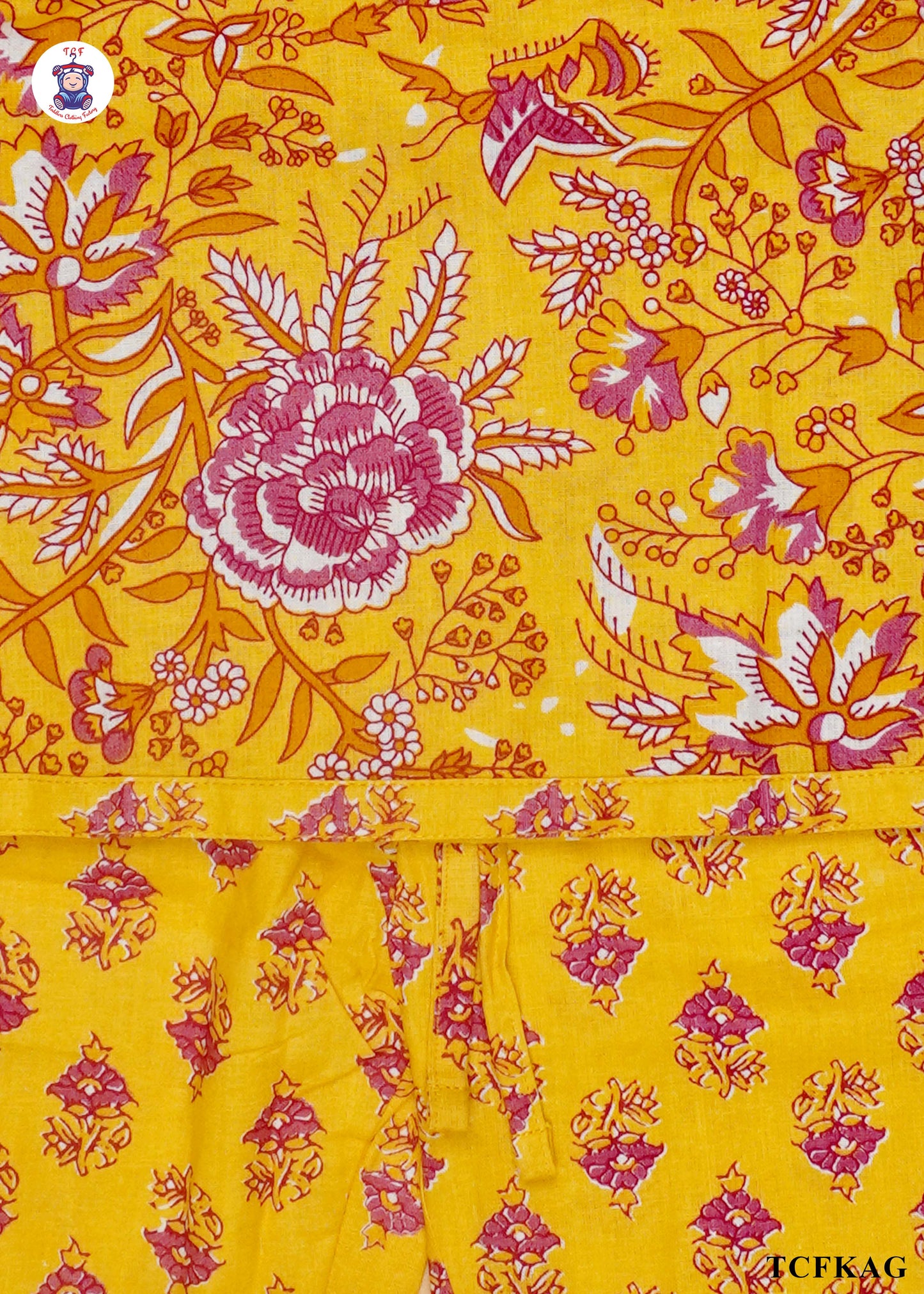 Yellow - Floral Printed Kurti Set