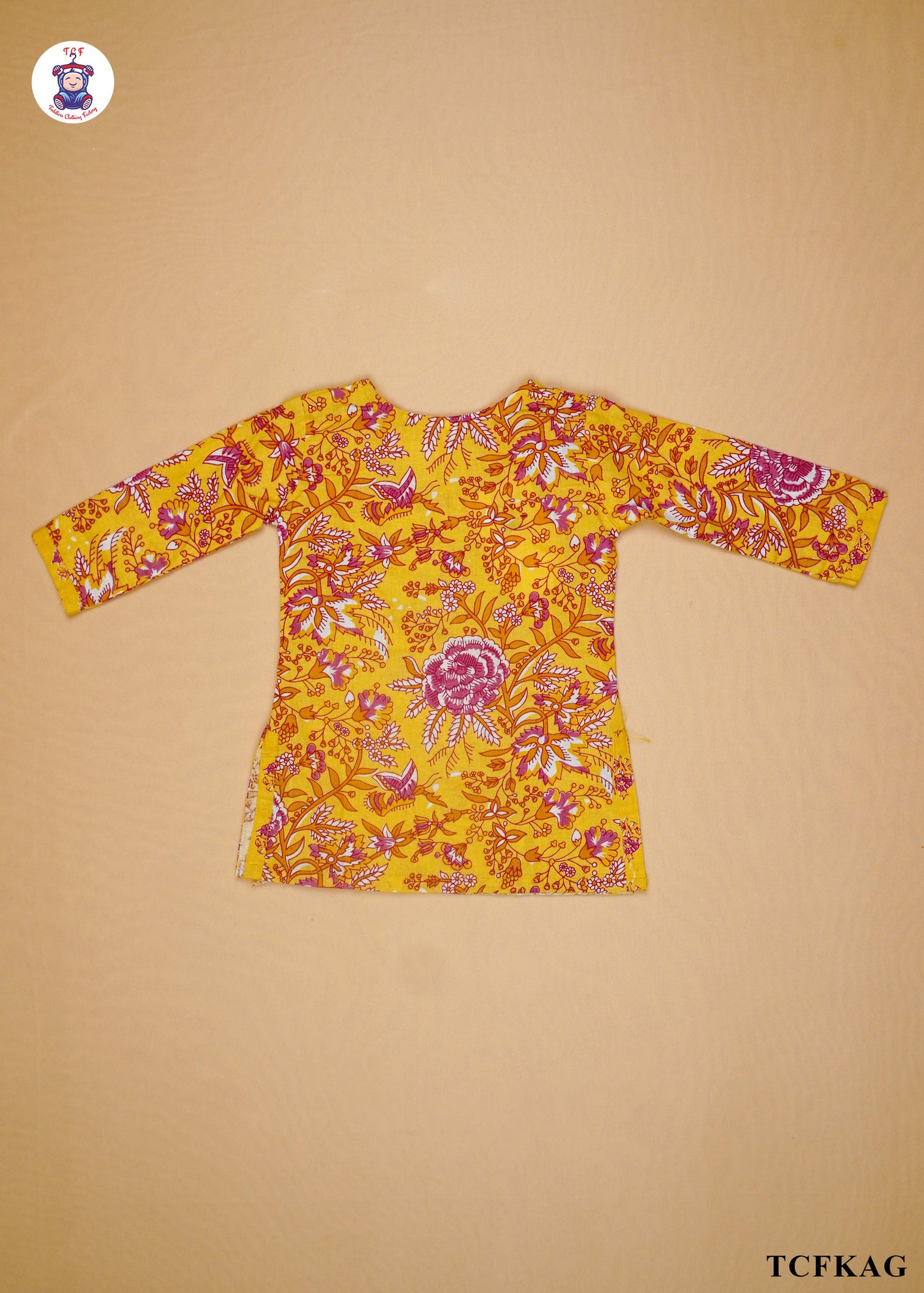 Yellow - Floral Printed Kurti Set