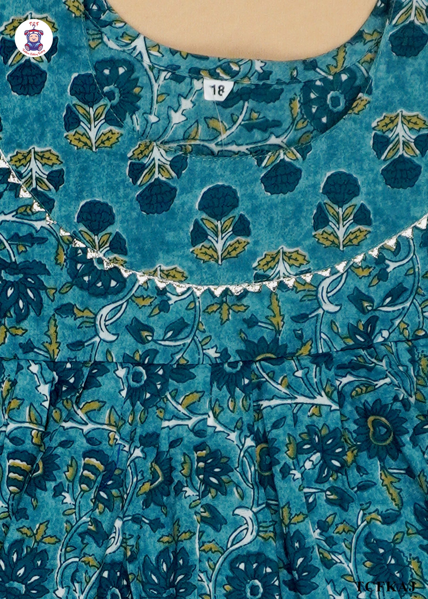 Prussian Blue - Floral Printed Kurti Set(Jaipuri Design)