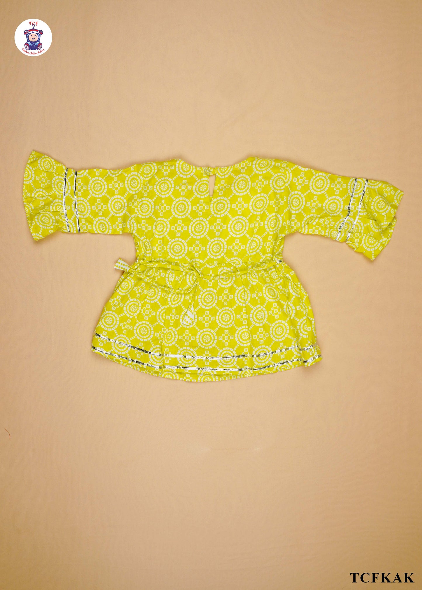Lime - Printed Kurti Dhoti Set