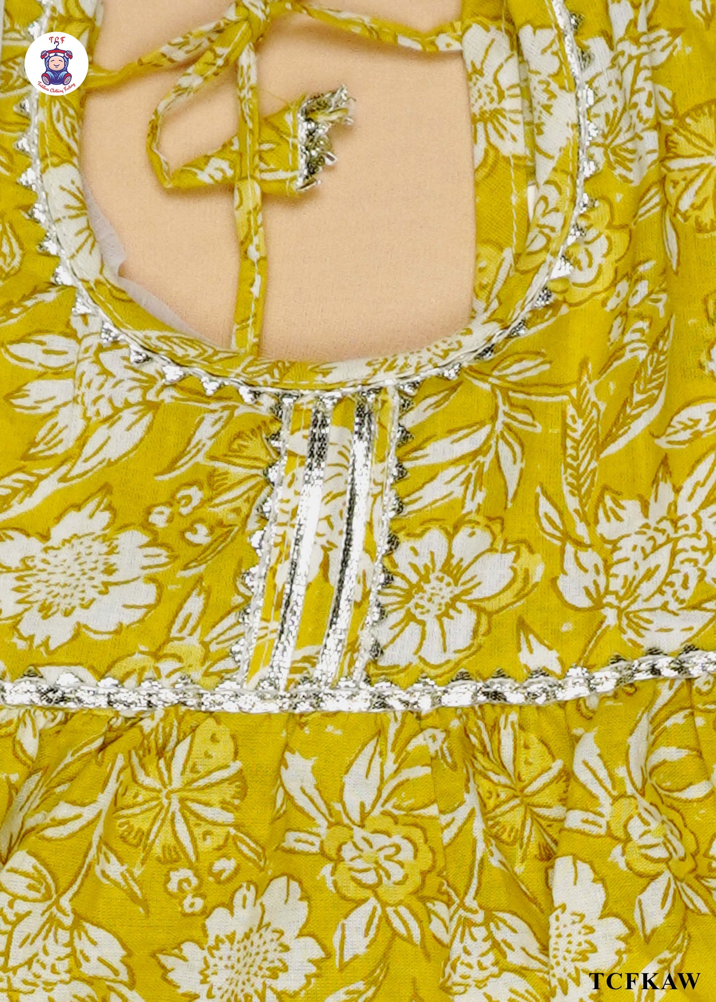 Sunglow Yellow & White - Floral Printed Umbrella Kurti Set with Dupatta