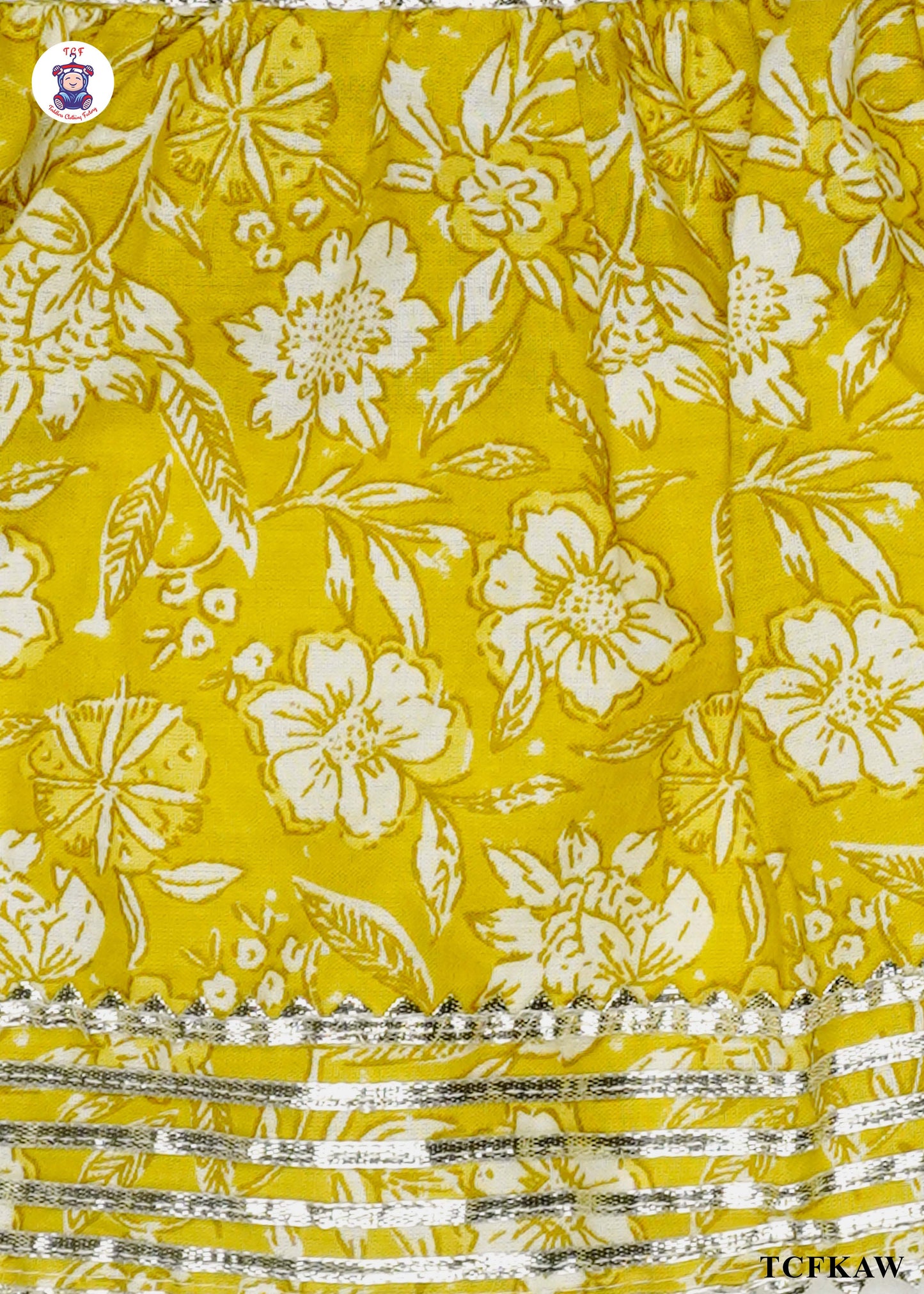 Sunglow Yellow & White - Floral Printed Umbrella Kurti Set with Dupatta