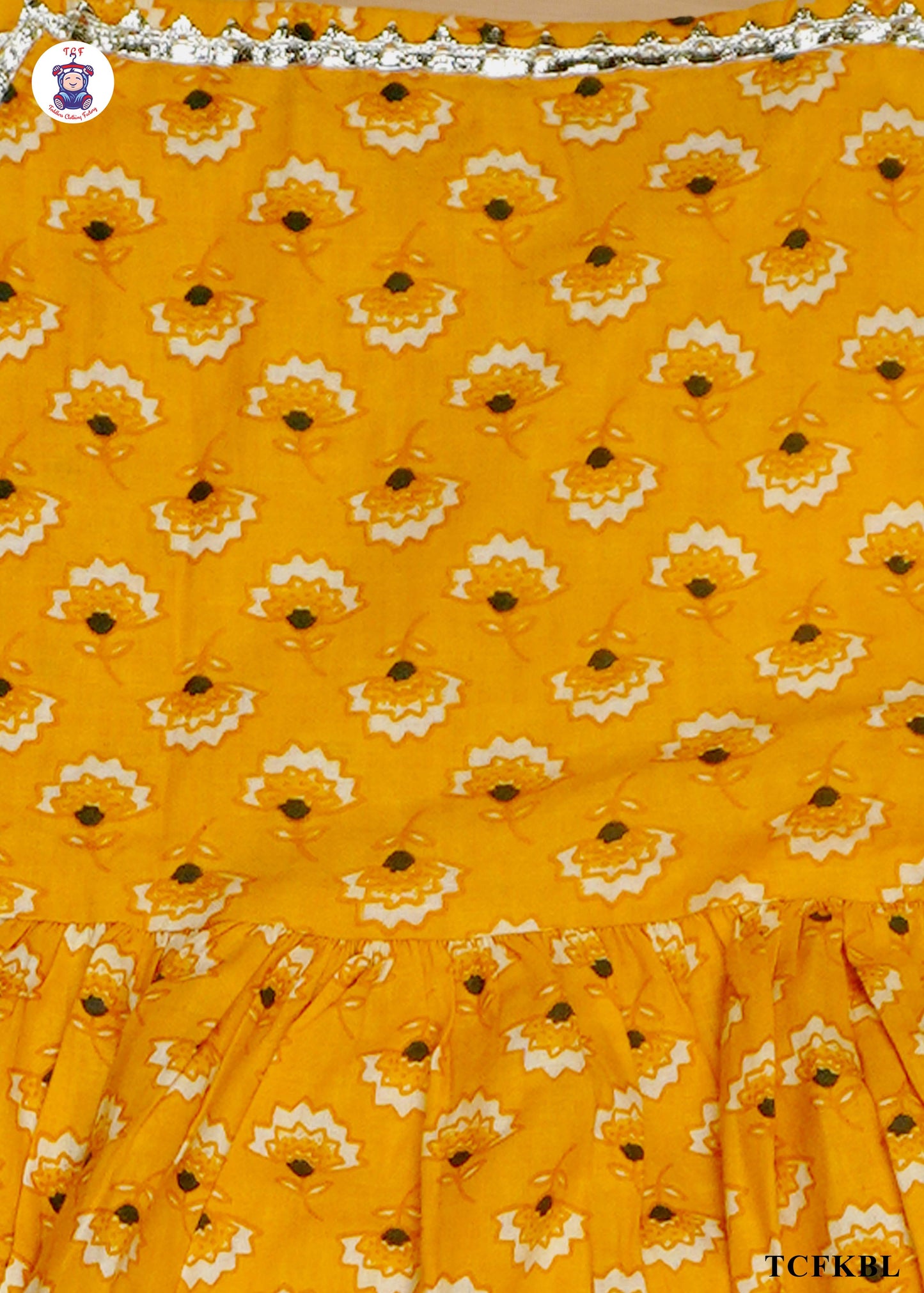 Yellow - Printed Sleeveless Lace Top Kurti Set