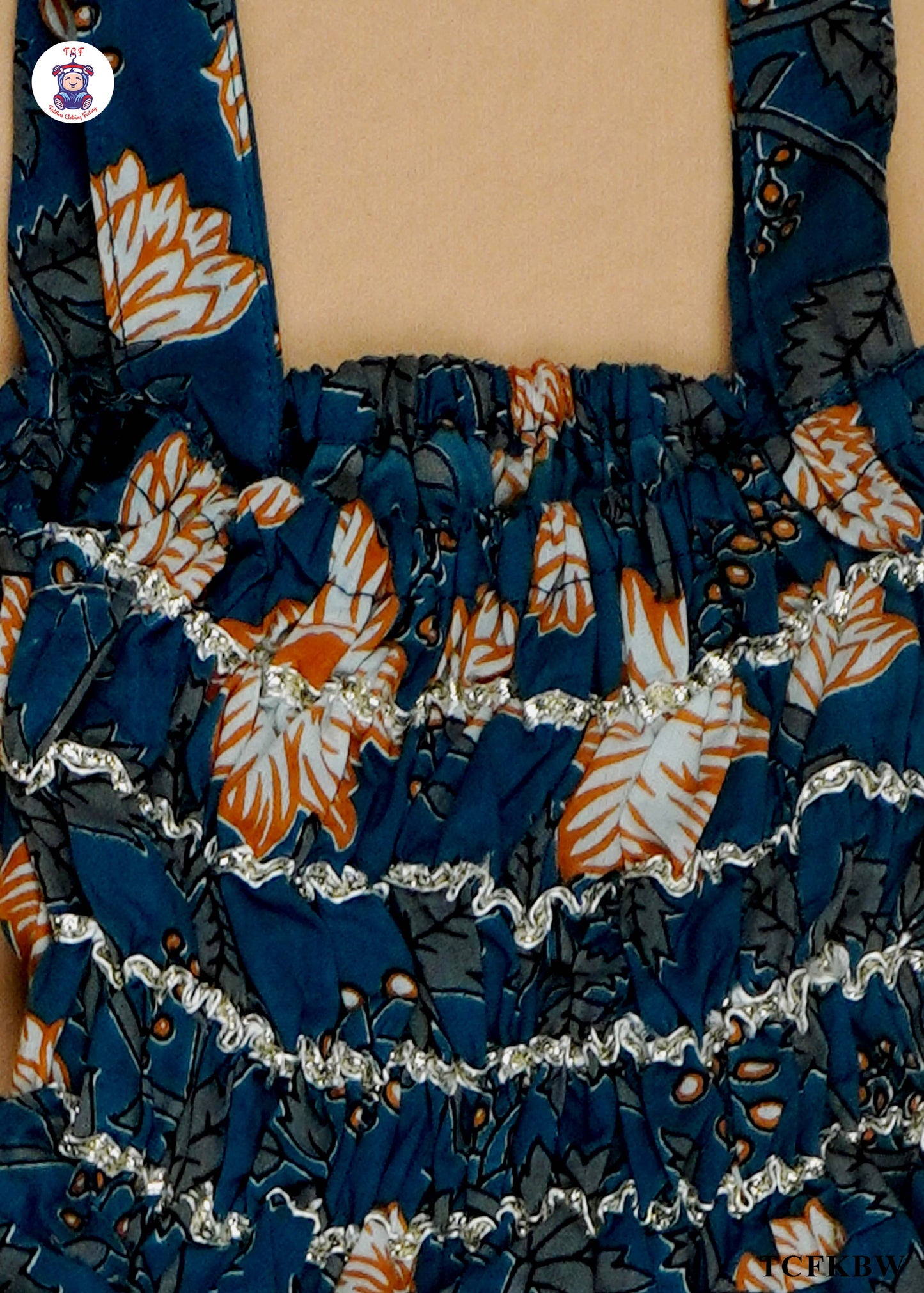 Prussian Blue - Floral Printed Sleeveless A-Line Kurti Set