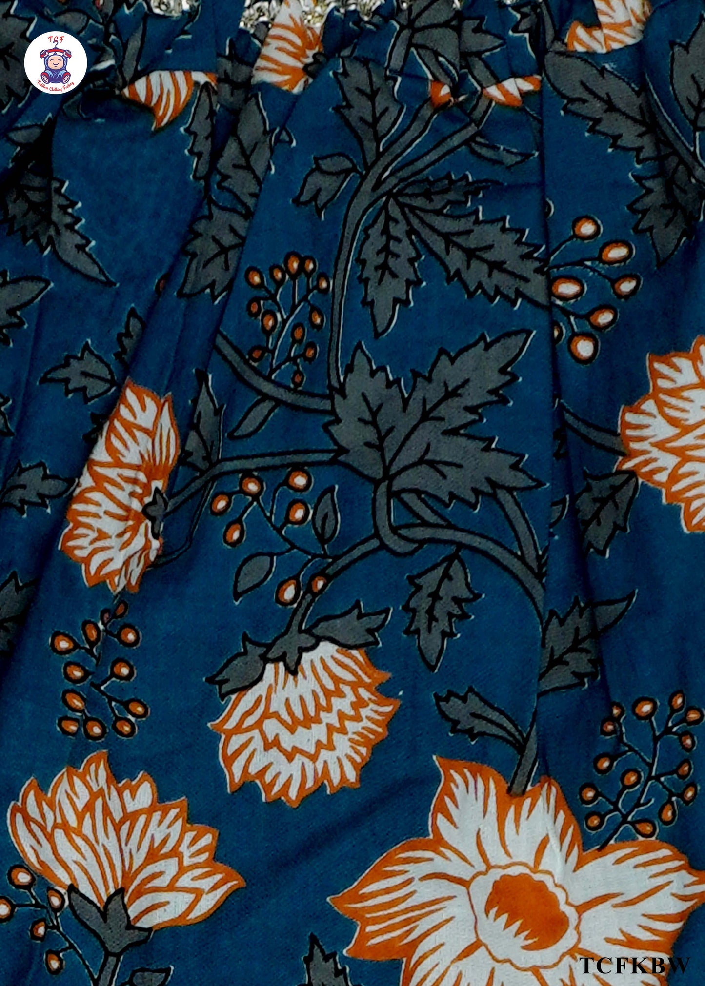 Prussian Blue - Floral Printed Sleeveless A-Line Kurti Set