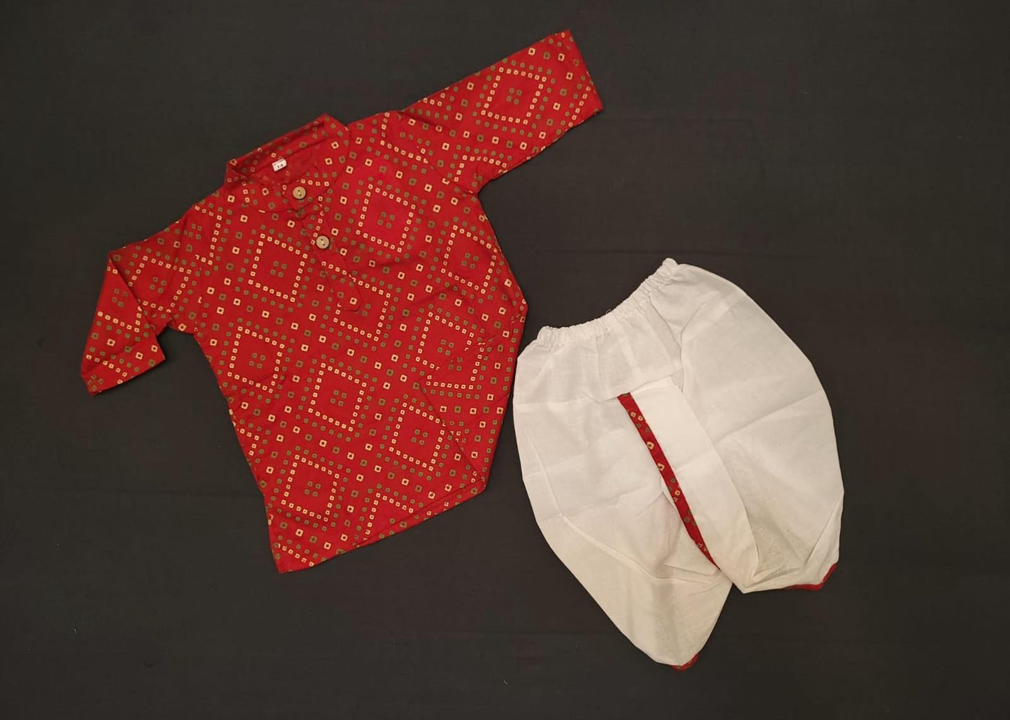 Red & White - Boys Dhoti Kurta Sets