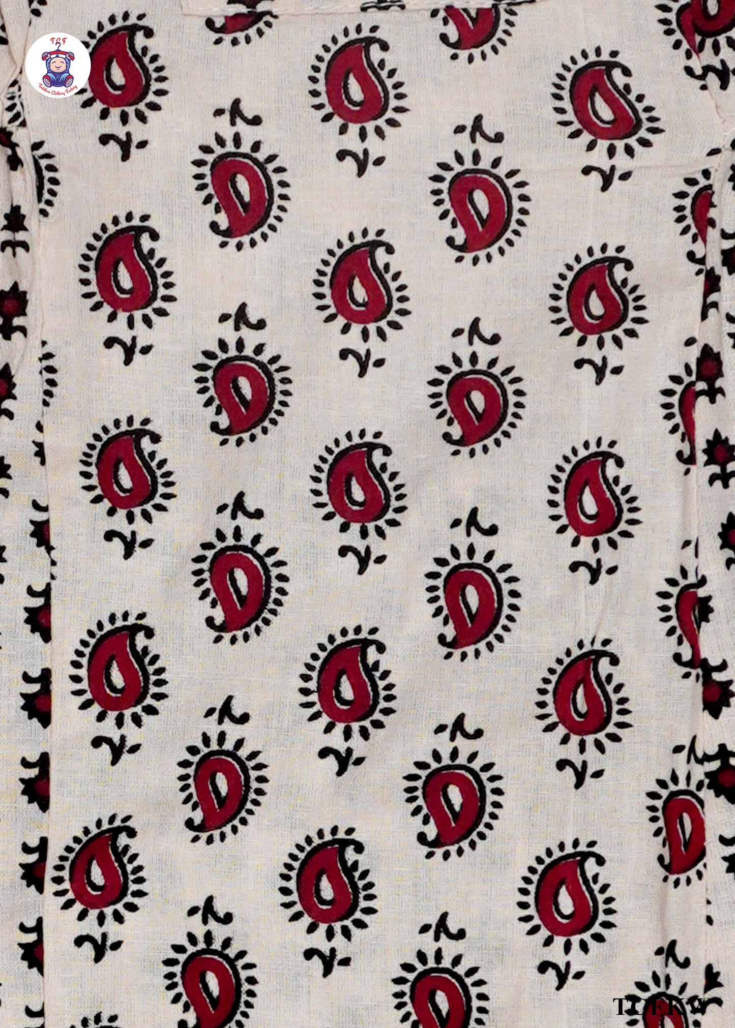 Cream & Maroon - Printed Umbrella Kurti Set