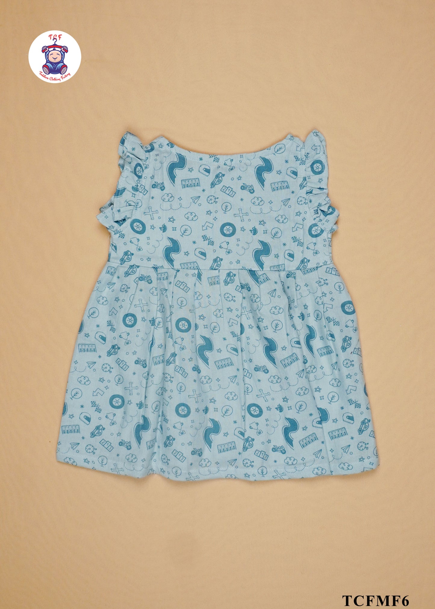 Light Blue - Girls Readymade Muslin Frocks