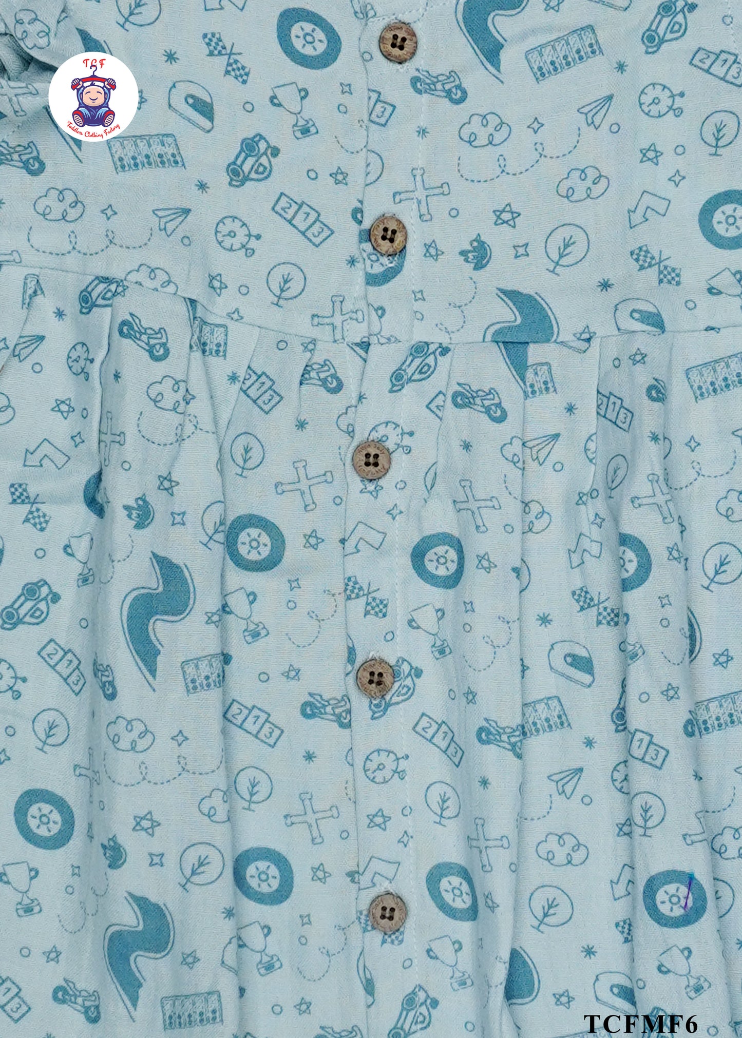 Light Blue - Girls Readymade Muslin Frocks