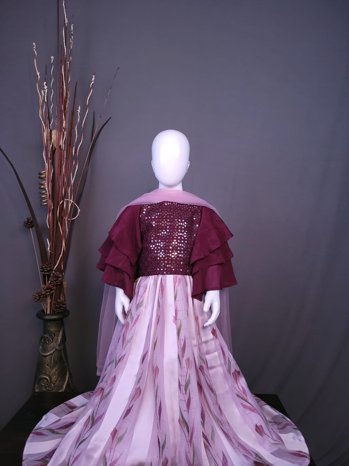 Wine - Girls Readymade Lehenga Choli