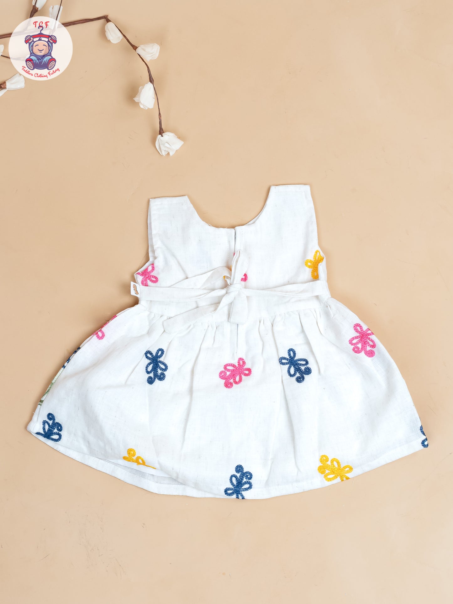 Half White - Girls Cotton Embroidered Frocks