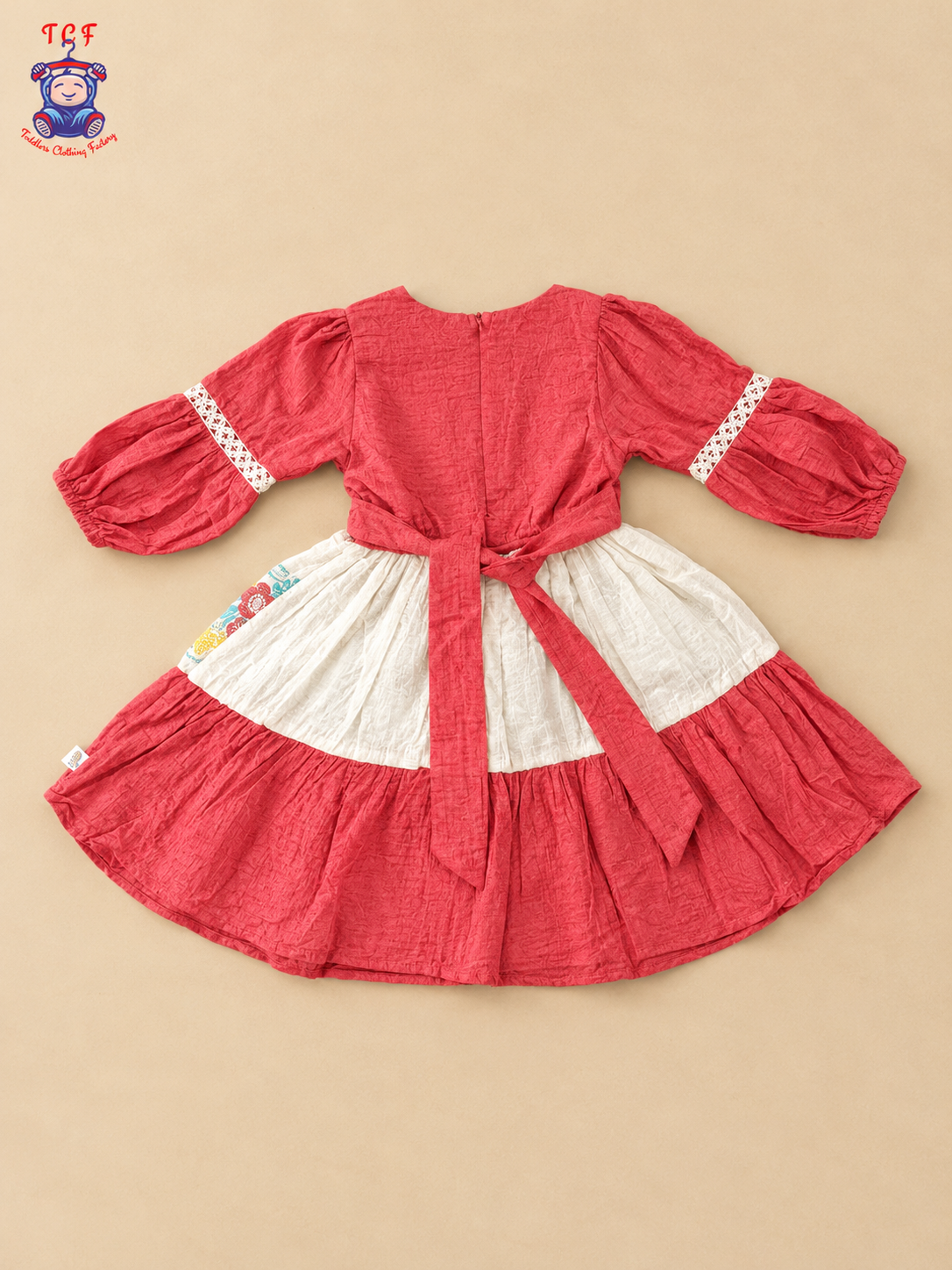 Baby Pink - Tiny Threads Girls Floral Embroidered Fit & Flare Dress