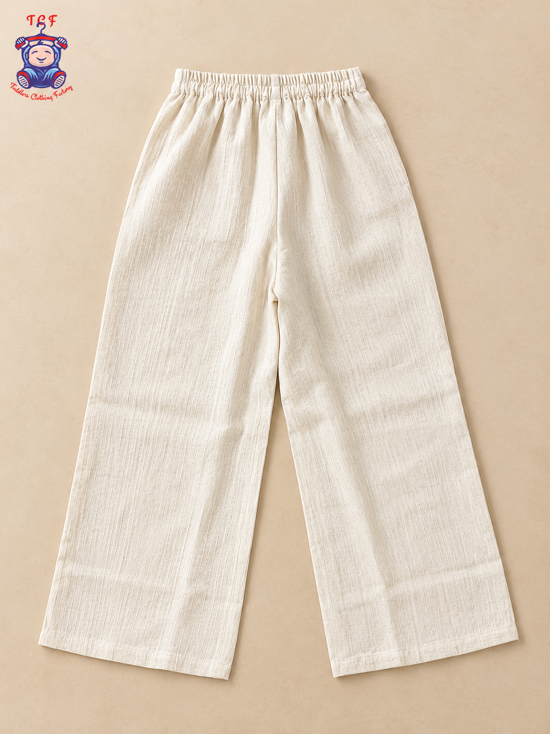 Girls Off-White Textured Co-Ord Set with Floral Crochet