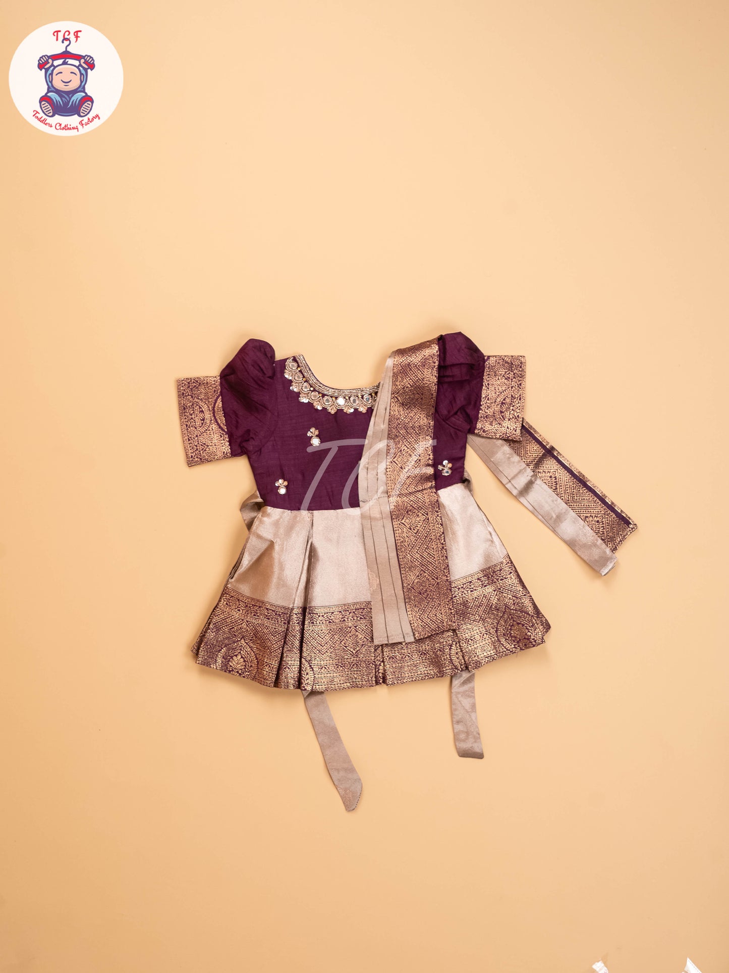 Purple & Sandal - Kids Readymade Frocks