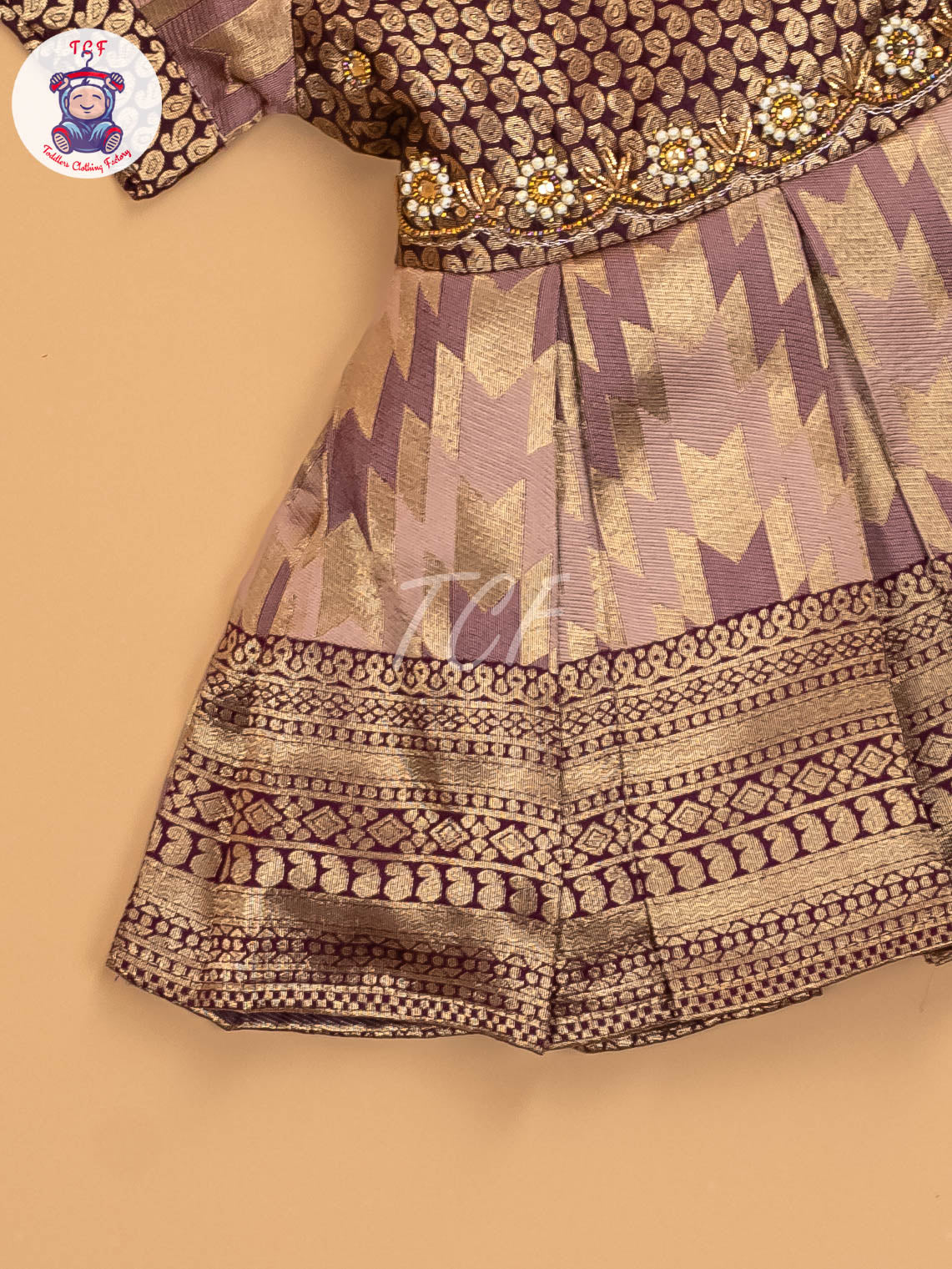 Brown & Onion Pink - Kids Readymade Frocks