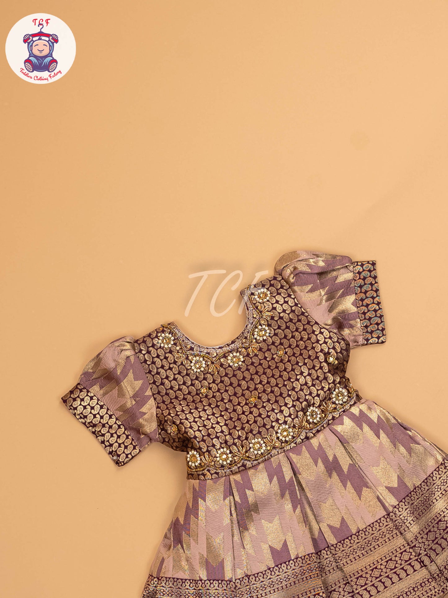 Brown & Onion Pink - Kids Readymade Frocks