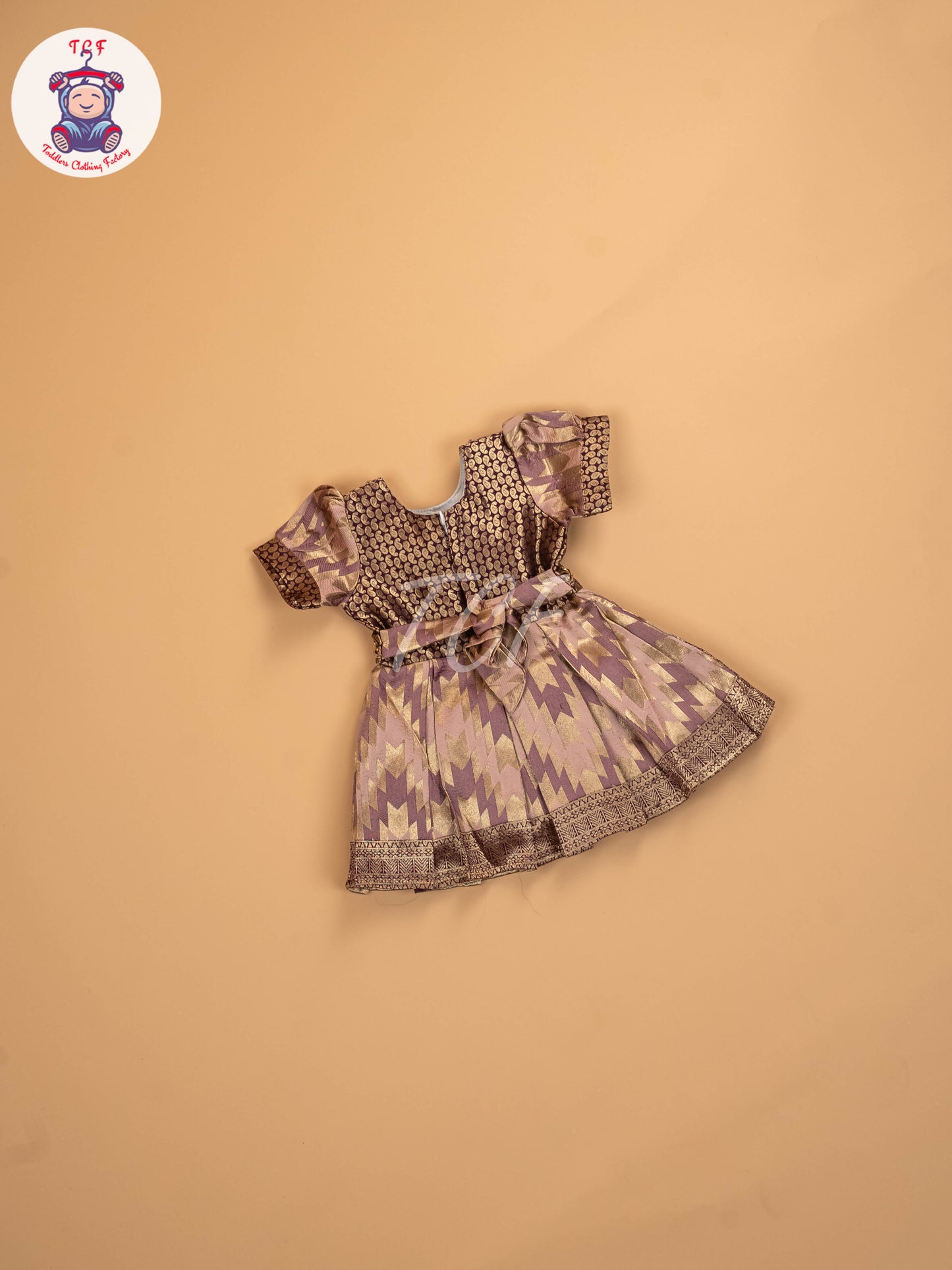 Brown & Onion Pink - Kids Readymade Frocks