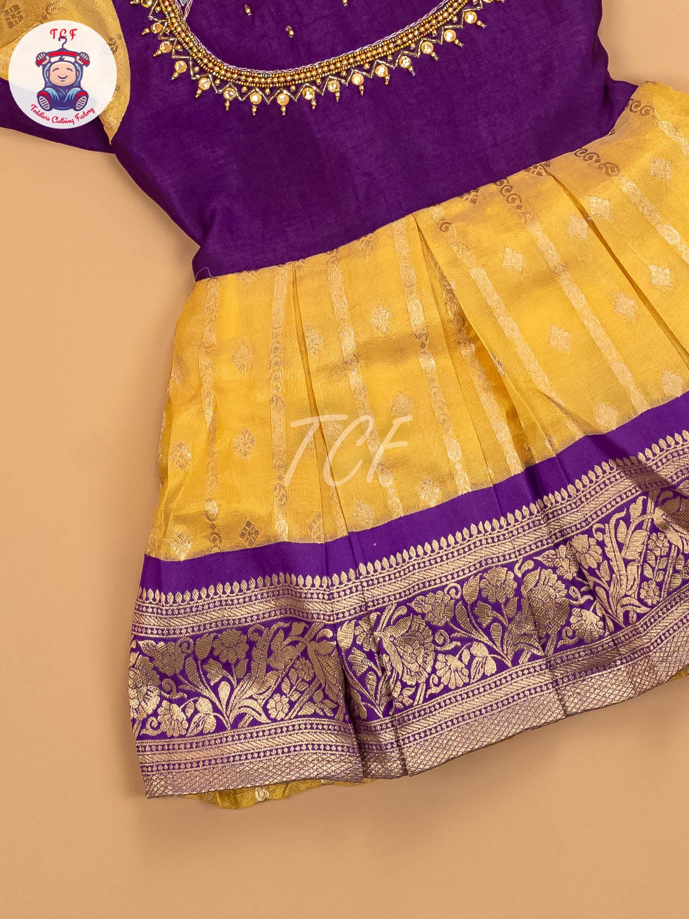 Yellow & Purple - Kids Readymade Frocks