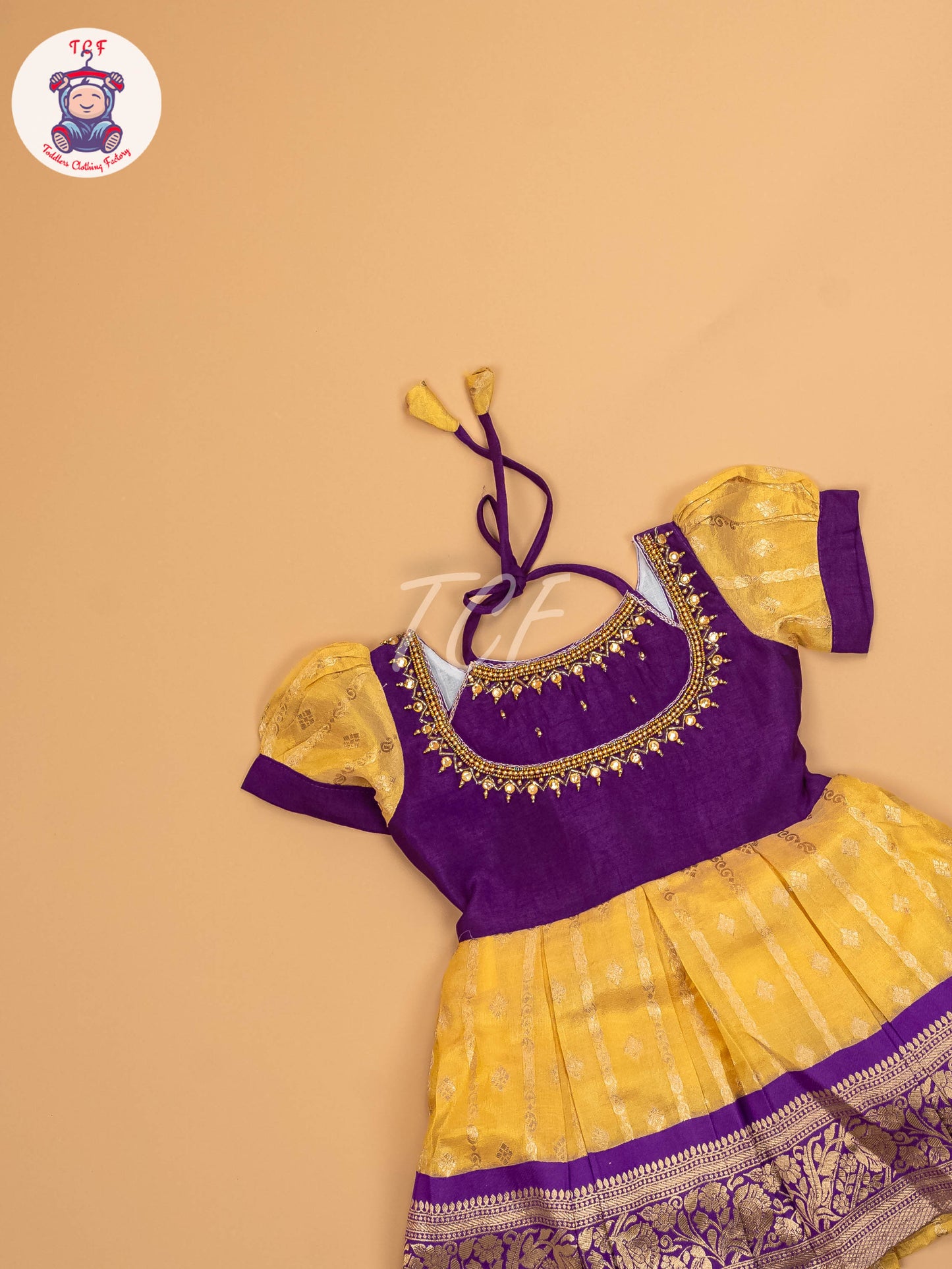 Yellow & Purple - Kids Readymade Frocks