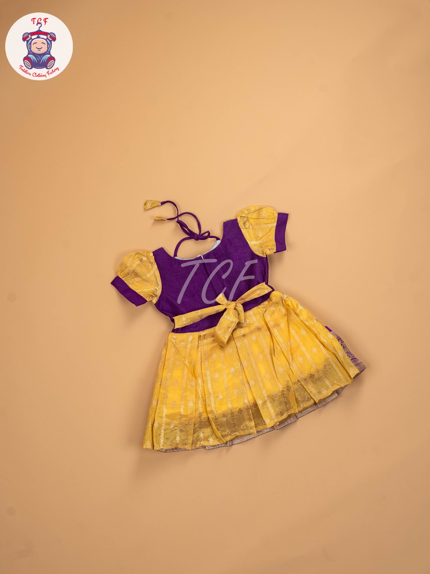 Yellow & Purple - Kids Readymade Frocks