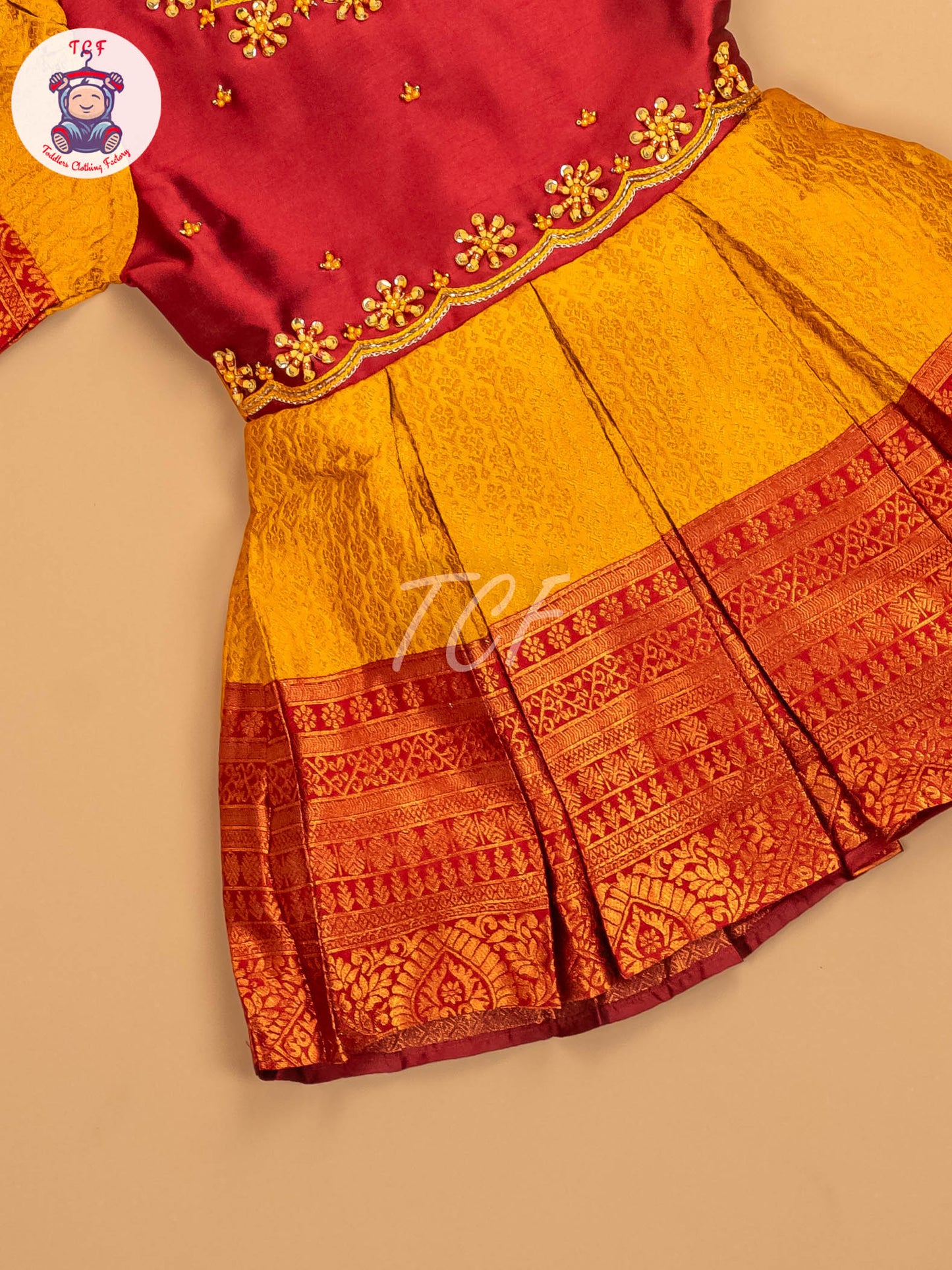 Maroon & Mustard - Kids Readymade Frocks
