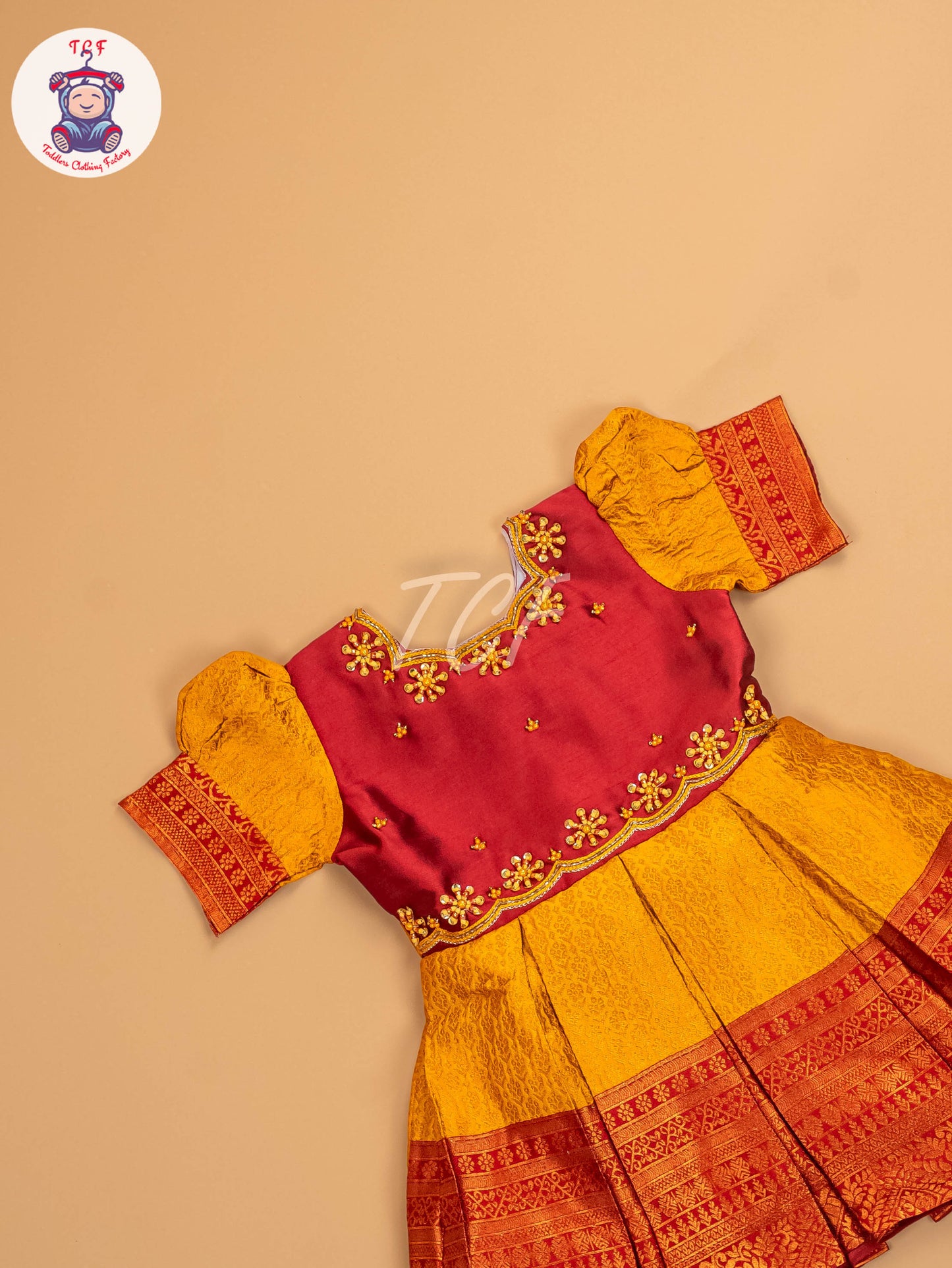 Maroon & Mustard - Kids Readymade Frocks
