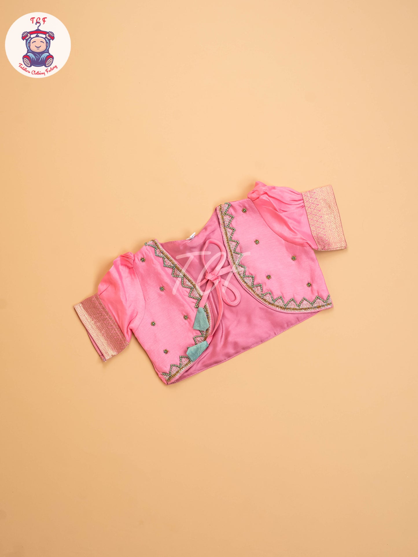 Rose Pink & Light Blue - Kids Readymade Frocks
