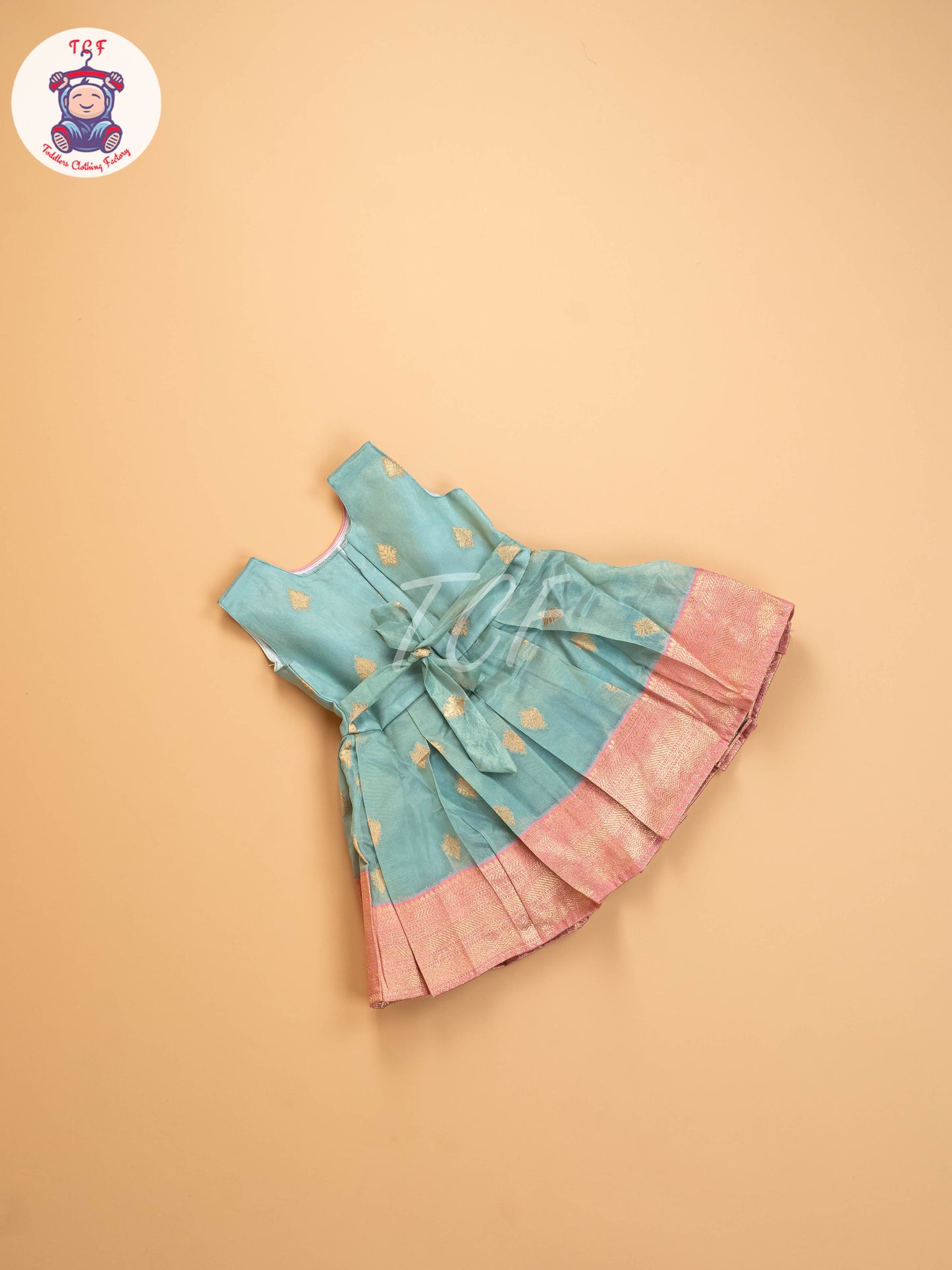Rose Pink & Light Blue - Kids Readymade Frocks