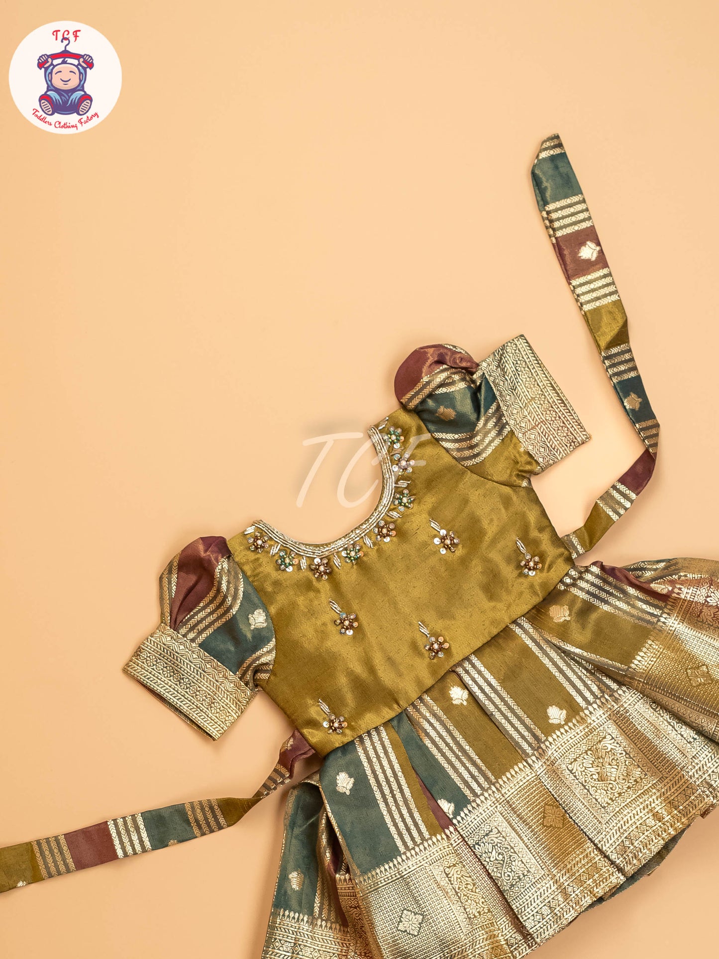 Green & Gold - Kids Readymade Frocks